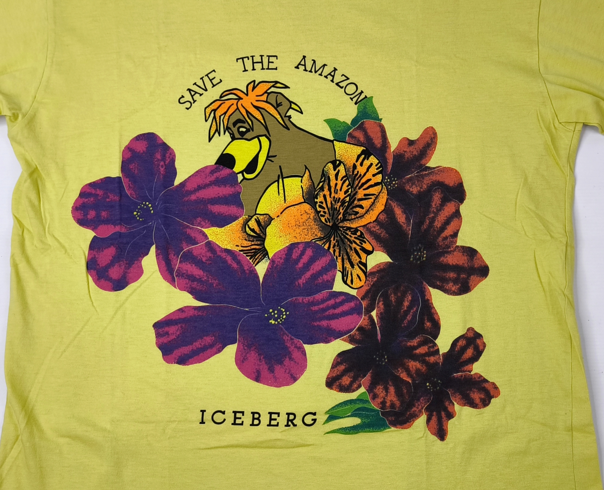 ceberg T-Shirt Balu Dschungelbuch gelb Gr. M (L) Italy vintage 90s