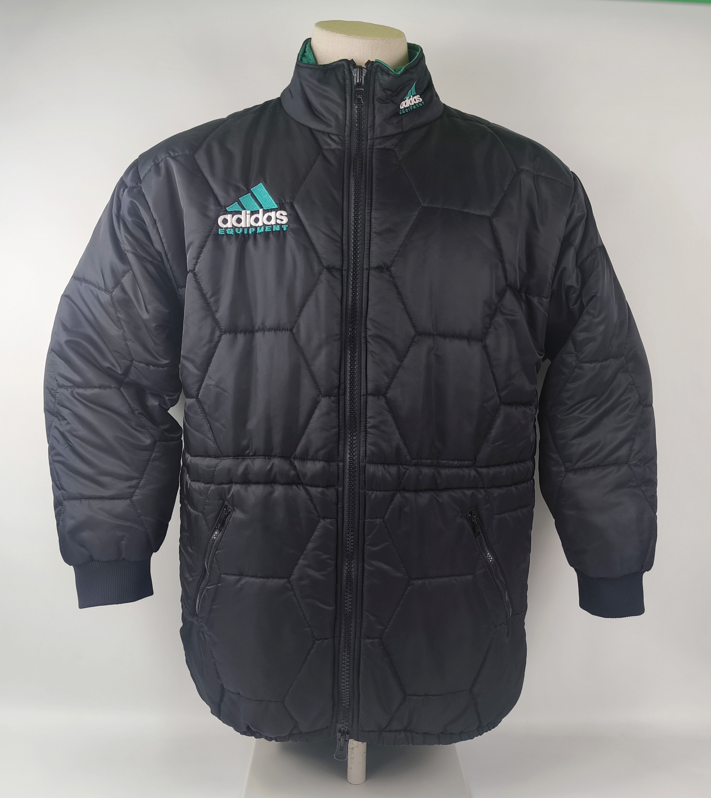 adidas Equipment Jacke schwarz Gr. D7 (L) Steppung vintage Stadionjacke 90s