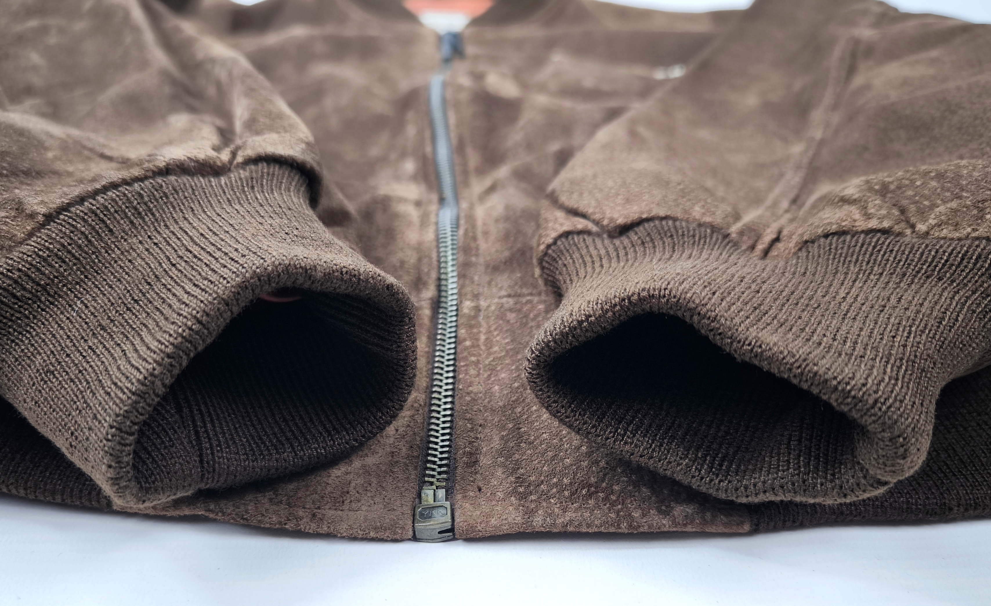 Chevignon Lederjacke 500 braun Gr. XL (L) Wildleder Jacke vintage 90s Logo vorn