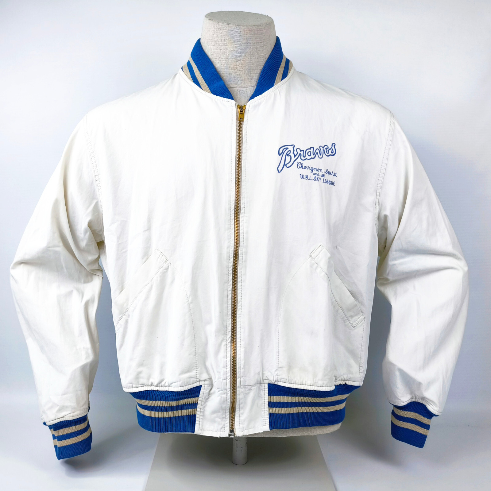 Chevignon Jacke Braves Gr. XL (L) naturfarben vintage 90s