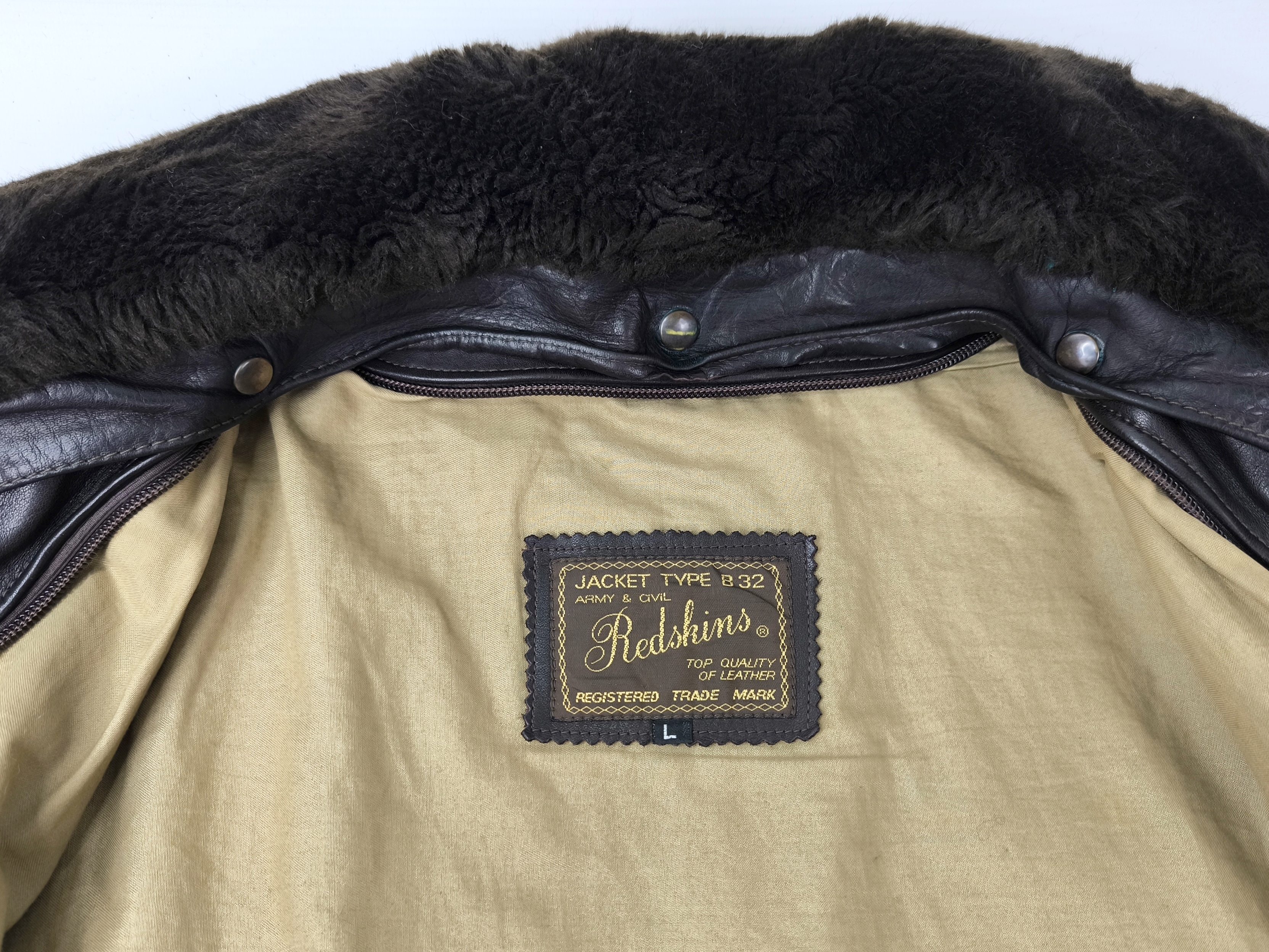 Redskins Lederjacke B32 dunkelbraun Gr. L inkl. Webpelzkragen Pilotenjacke