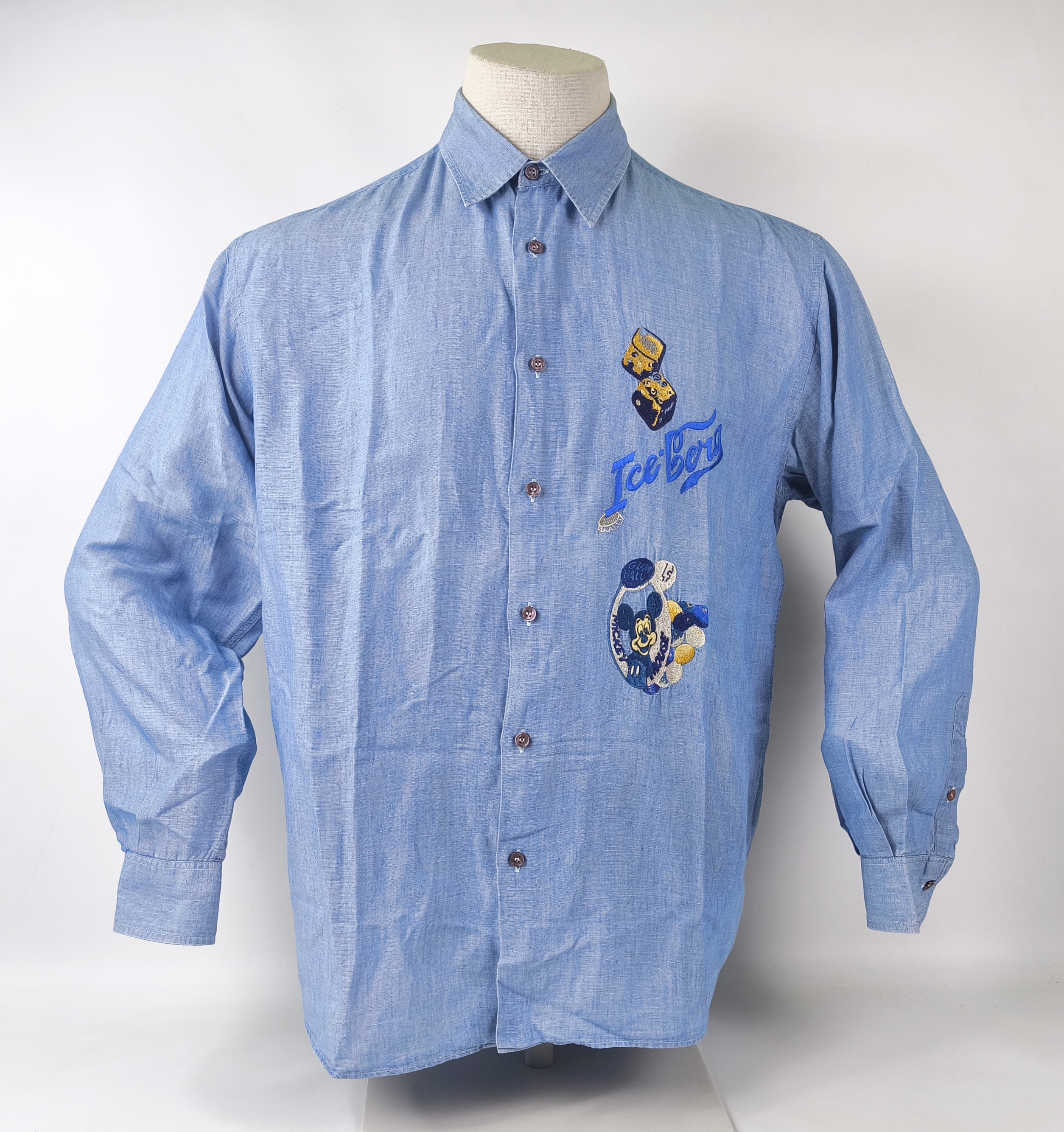 Iceberg Jeans Hemd Mickey Gumball Gr. XL Italy 90s Logo vintage