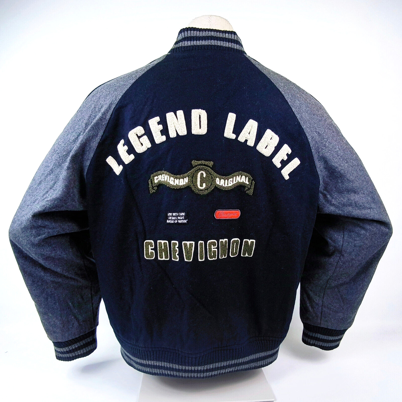 Chevignon Jacke Legend Label Gr. XL dunkelblau / grau Wolle Mix