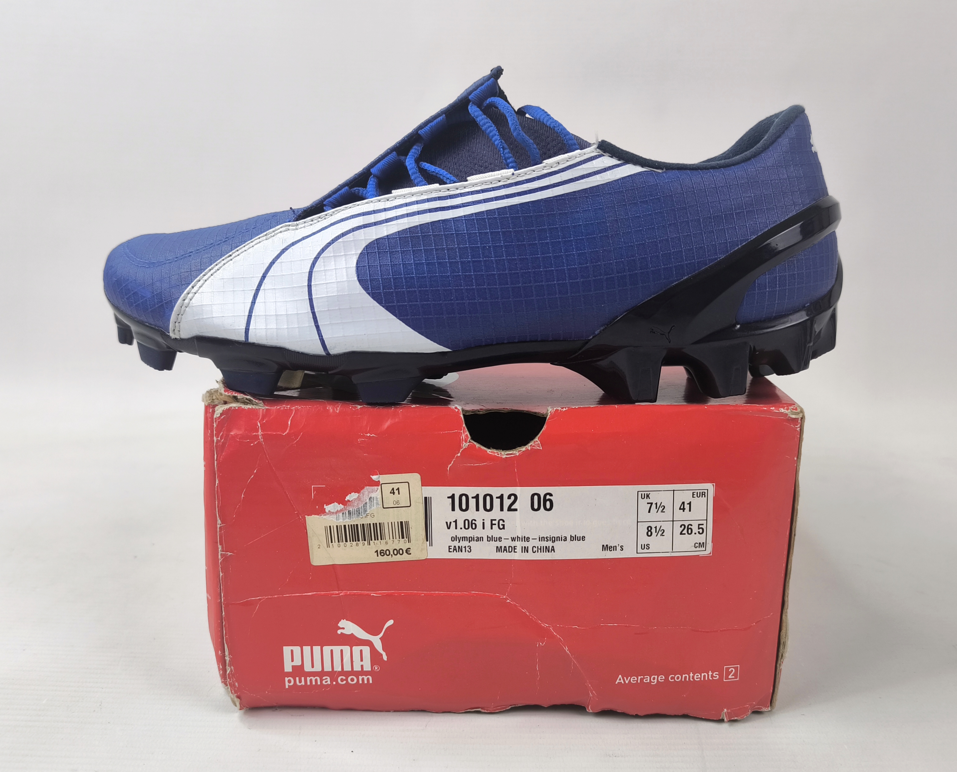 Puma v1.06 FG Fussball Schuhe blau EUR 41 / UK 7.5 aus 2006 ungetragen 101012 06