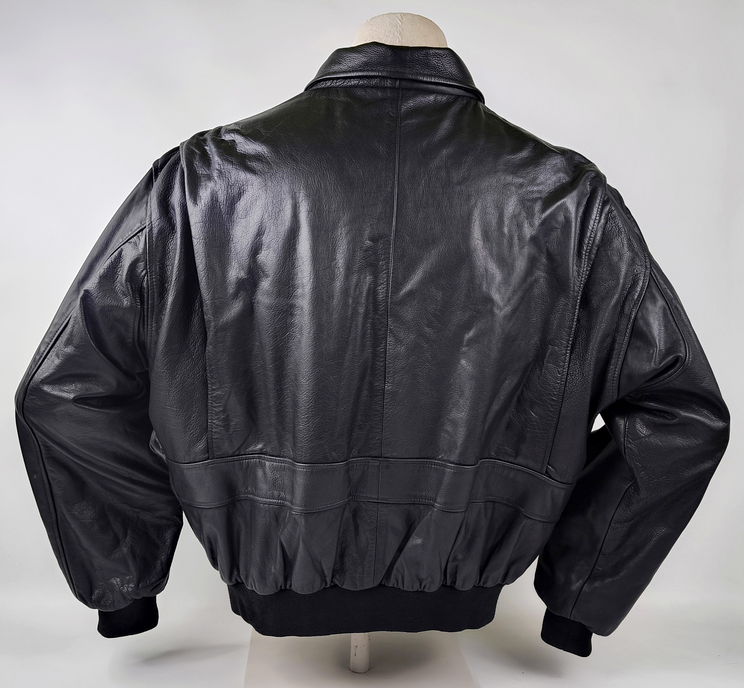 Blue System Lederjacke schwarz Gr. L (XL) vintage 90s kleines Logo vorn Jet Set
