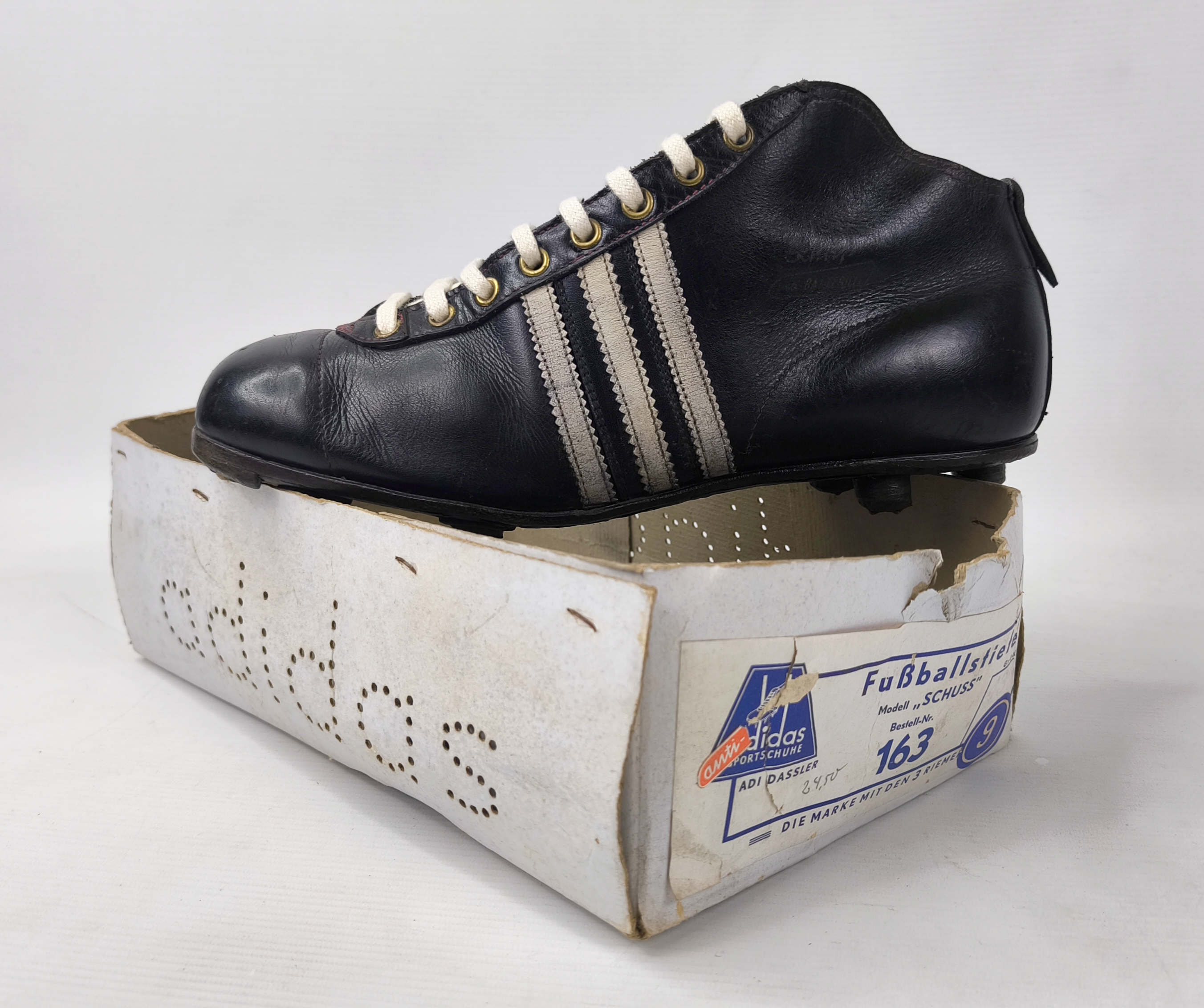 adidas Fussball Schuhe Schuss 1950s EUR 43 1/3 UK 9 Western Germany vintage +box