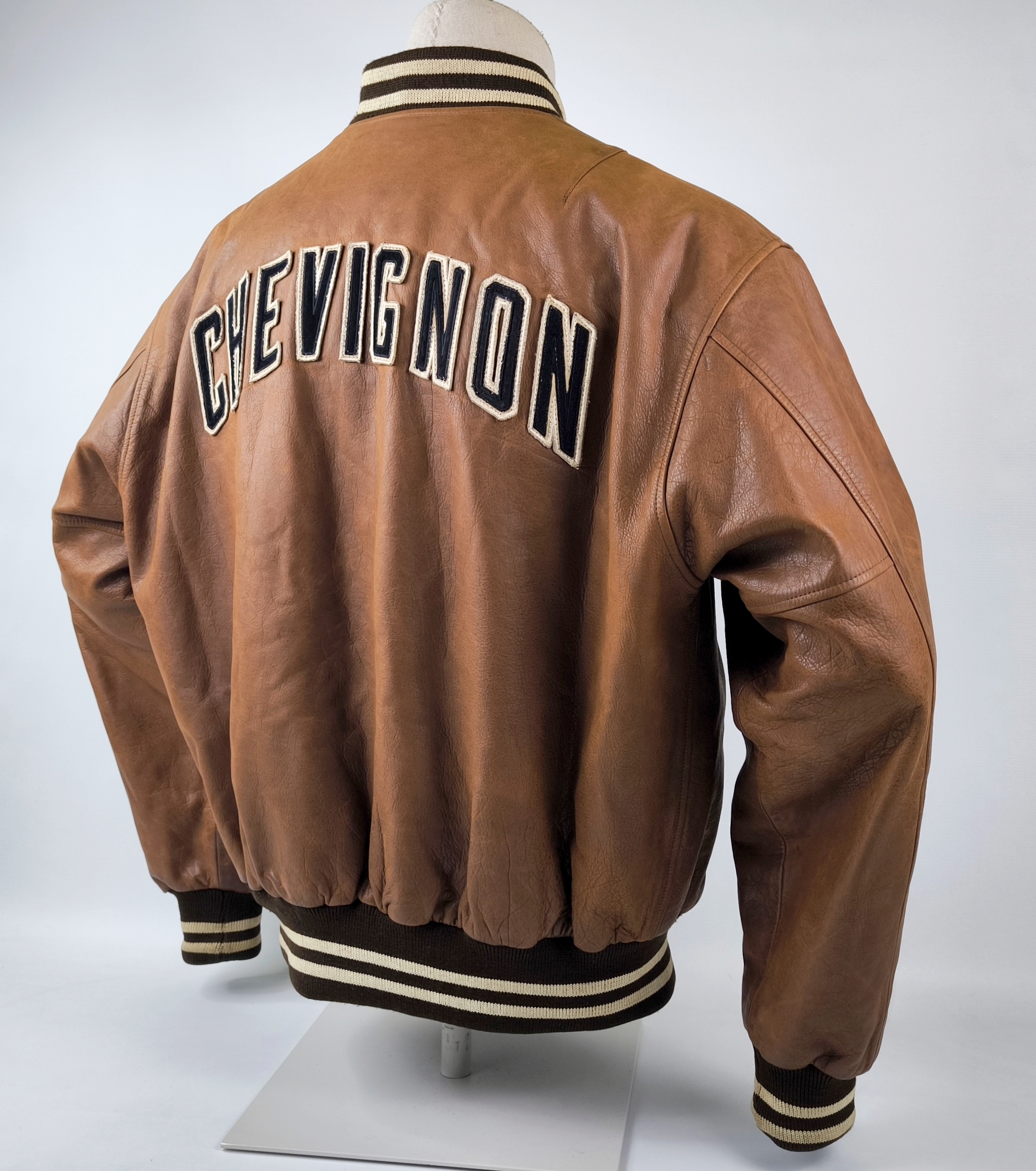 Chevignon Lederjacke braun Gr. XXL (XL) vintage 90s großes Rückenlogo