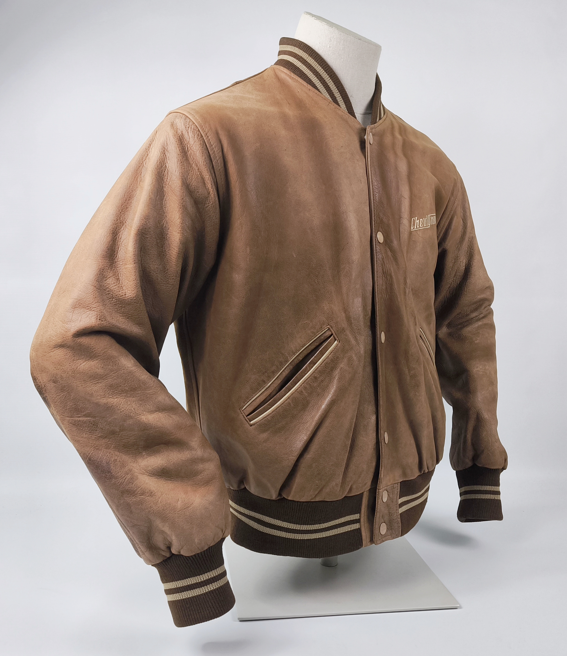 Chevignon Lederjacke braun Gr. L (M) vintage 90s großes Rückenlogo
