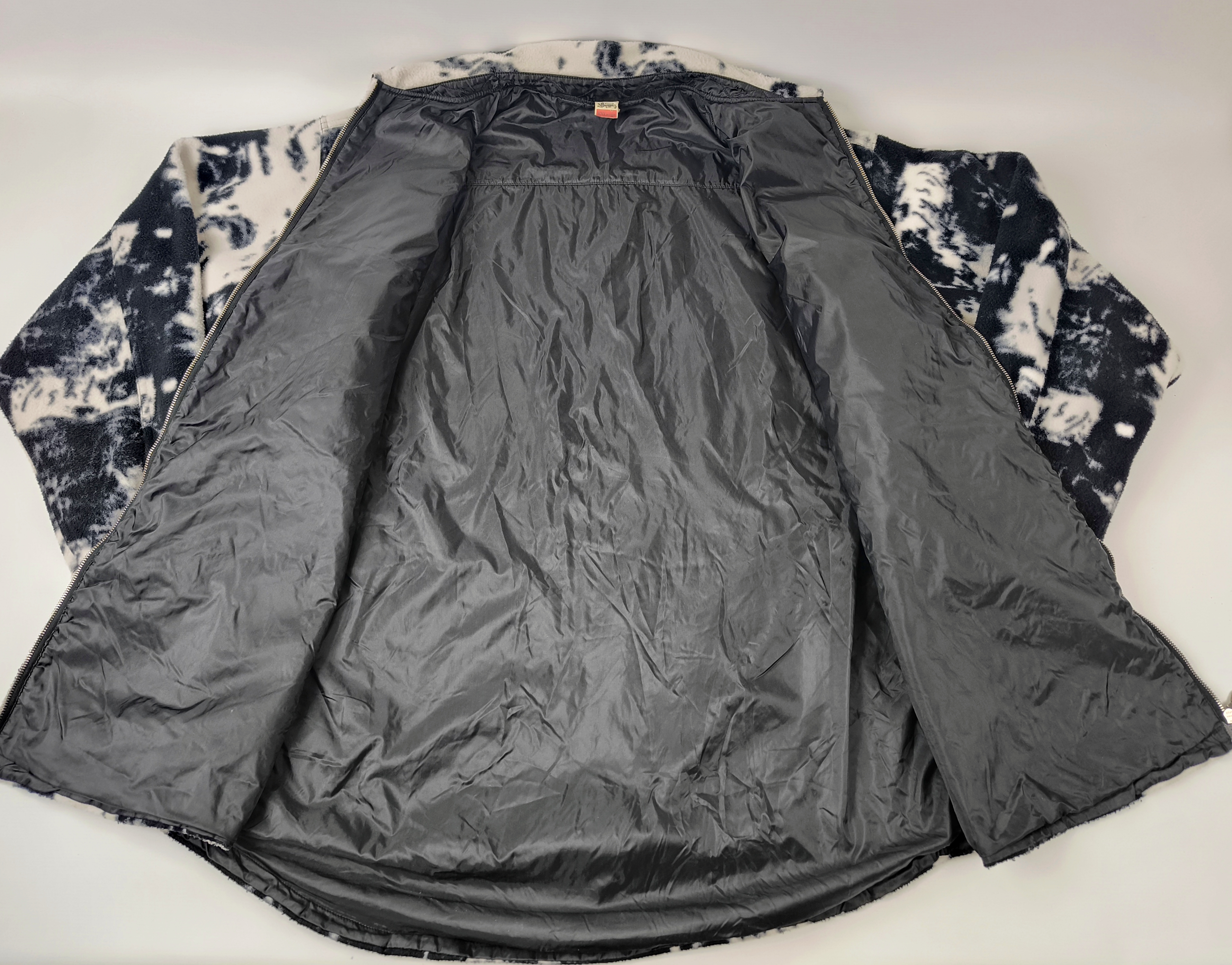 Blue System Fleece Jacke Gr. XXL vintage 90s schwarz weiß Logo vorn