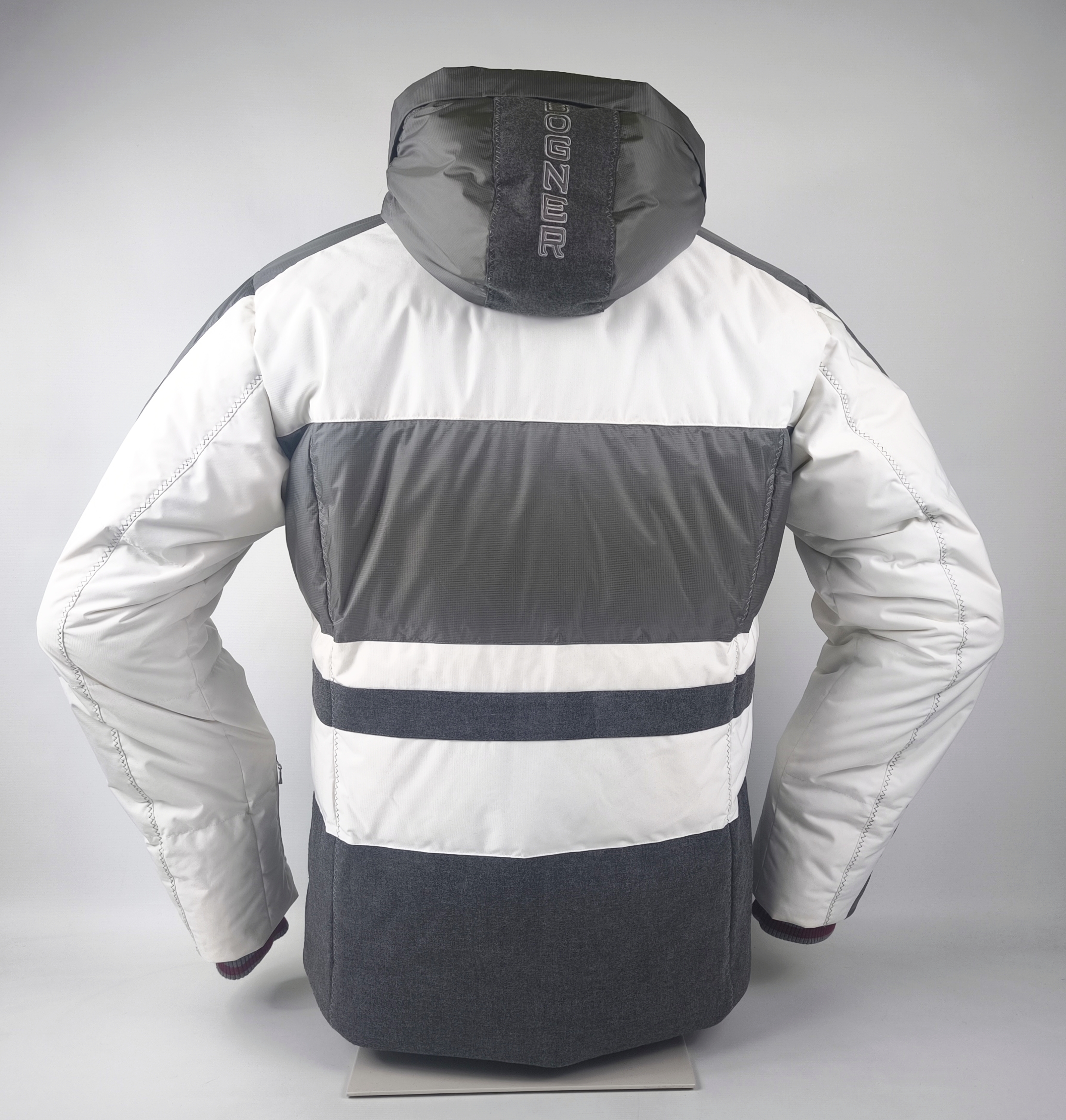 Bogner Skijacke Daunenjacke Herren Gr. 50 (ML) weiß grau Kapuze Schneefang Jacke