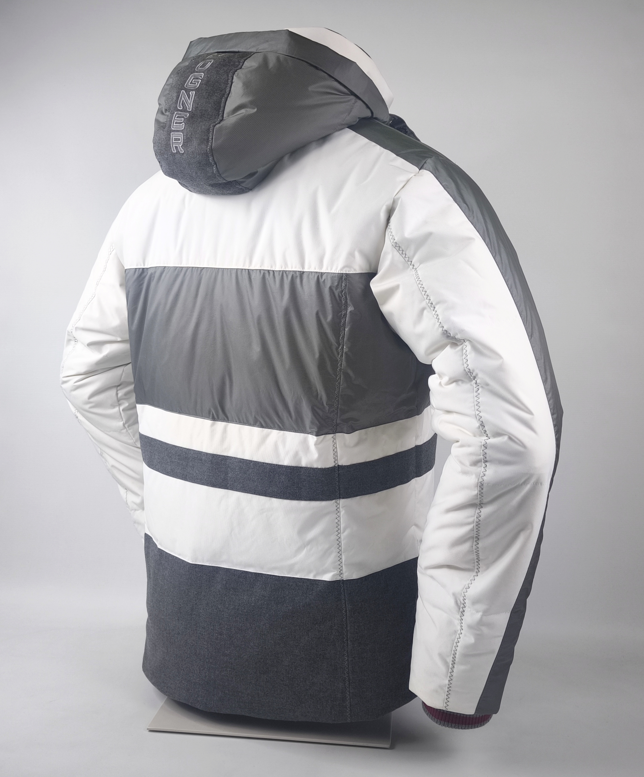 Bogner Skijacke Daunenjacke Herren Gr. 50 (ML) weiß grau Kapuze Schneefang Jacke