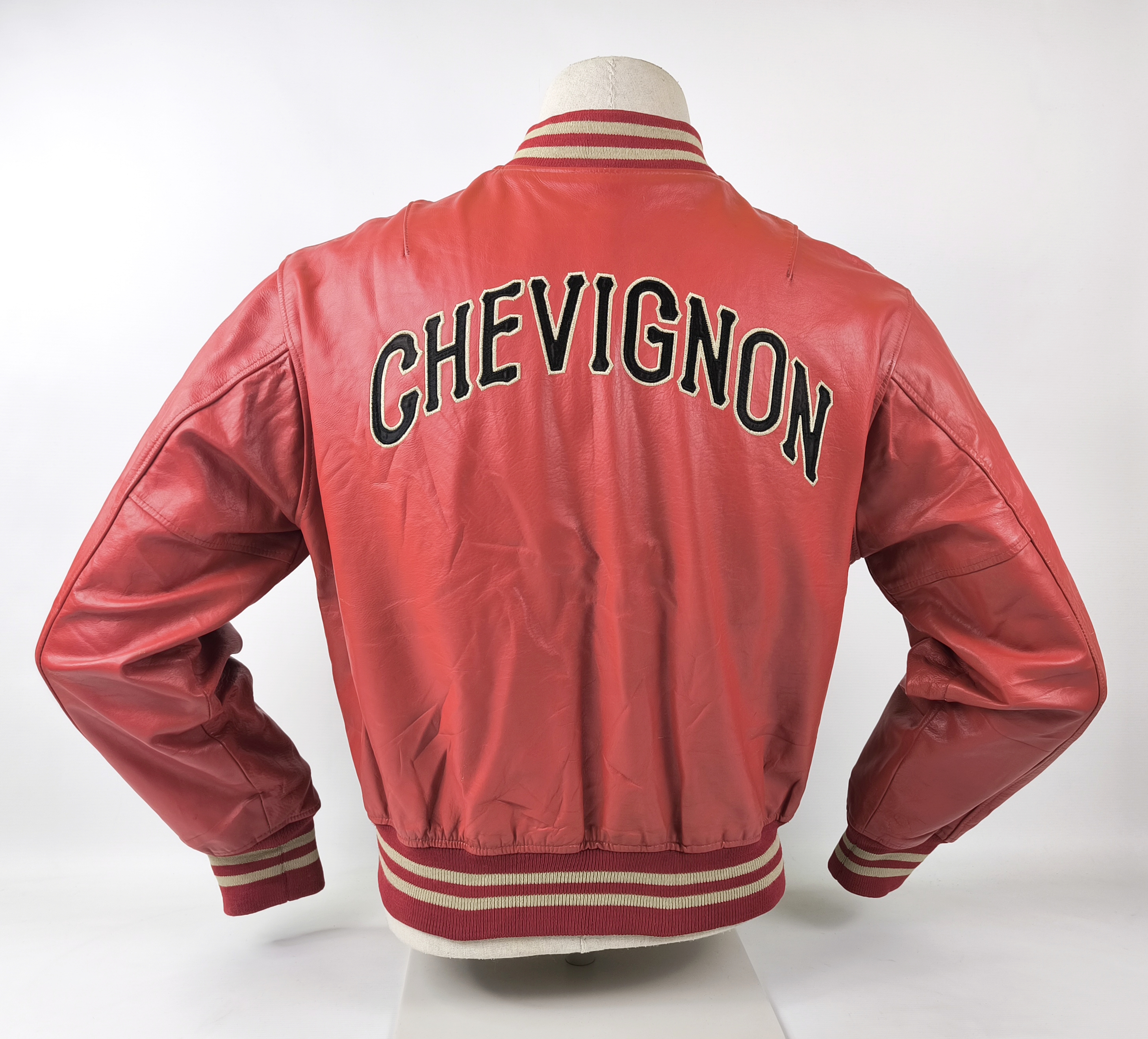 Chevignon Lederjacke rot Gr. L (M) vintage 90s großes Rückenlogo