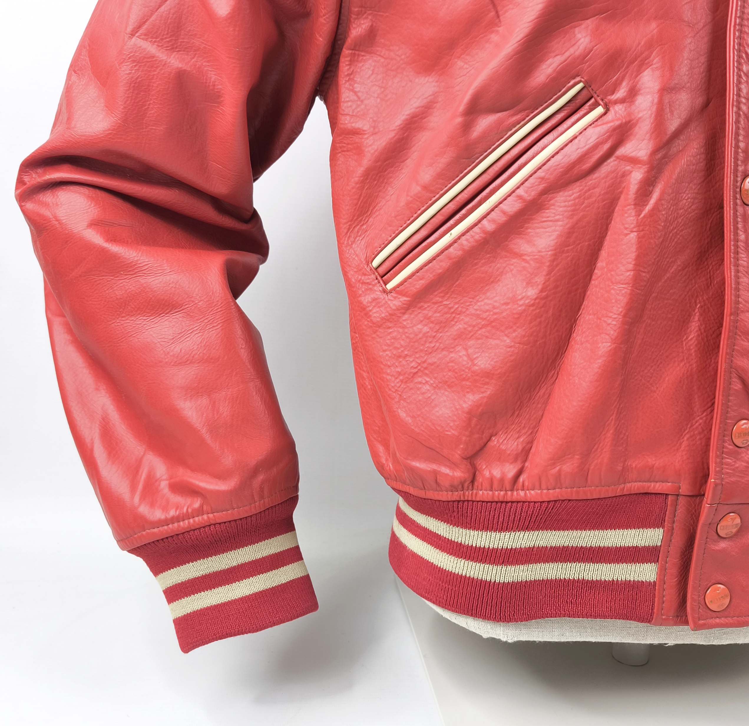 Chevignon Lederjacke rot Gr. L (M) vintage 90s großes Rückenlogo