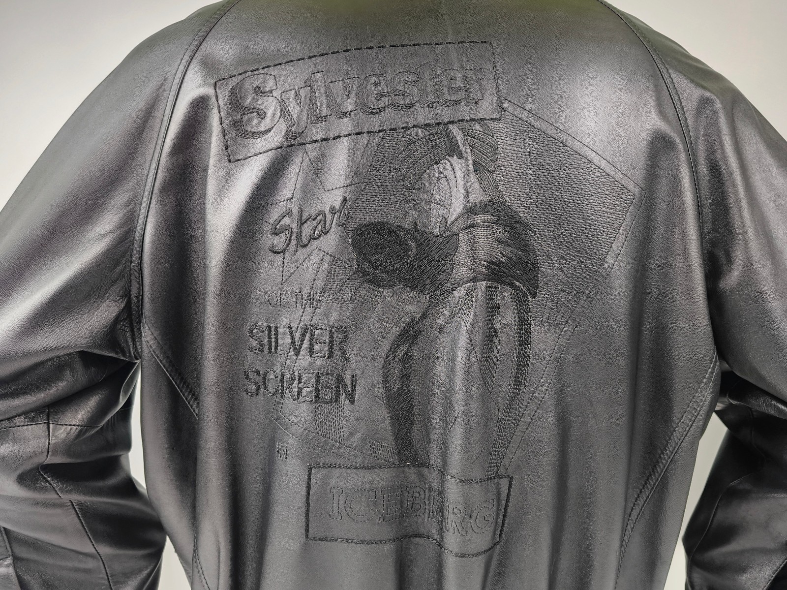 Iceberg Lederjacke Kater Sylvester schwarz Gr. 48 (M) Italy vintage 90s