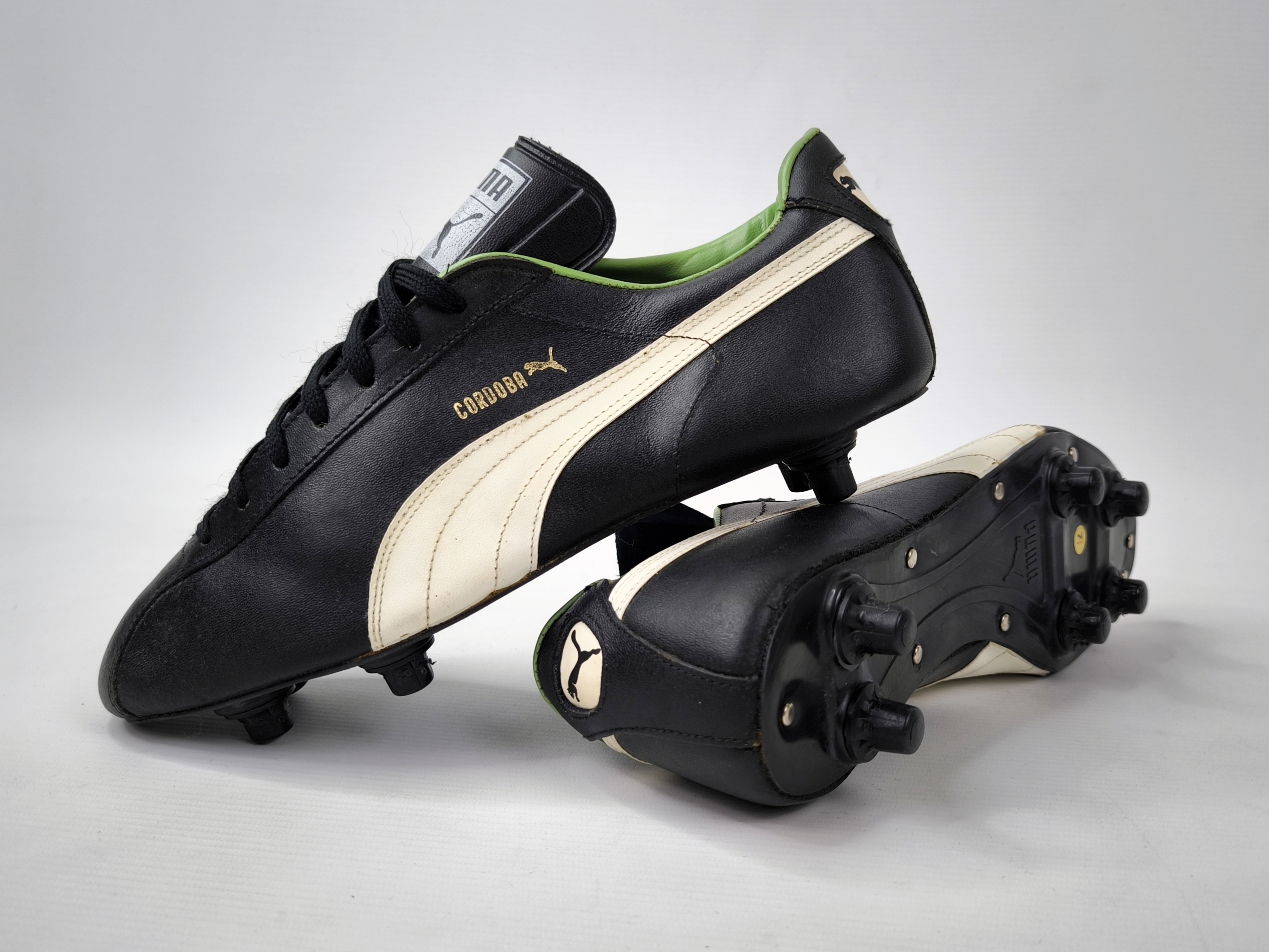 Puma Cordoba Fussball Schuhe schwarz Eur 41 1/3 / UK 7.5 vintage 70s 80s neu