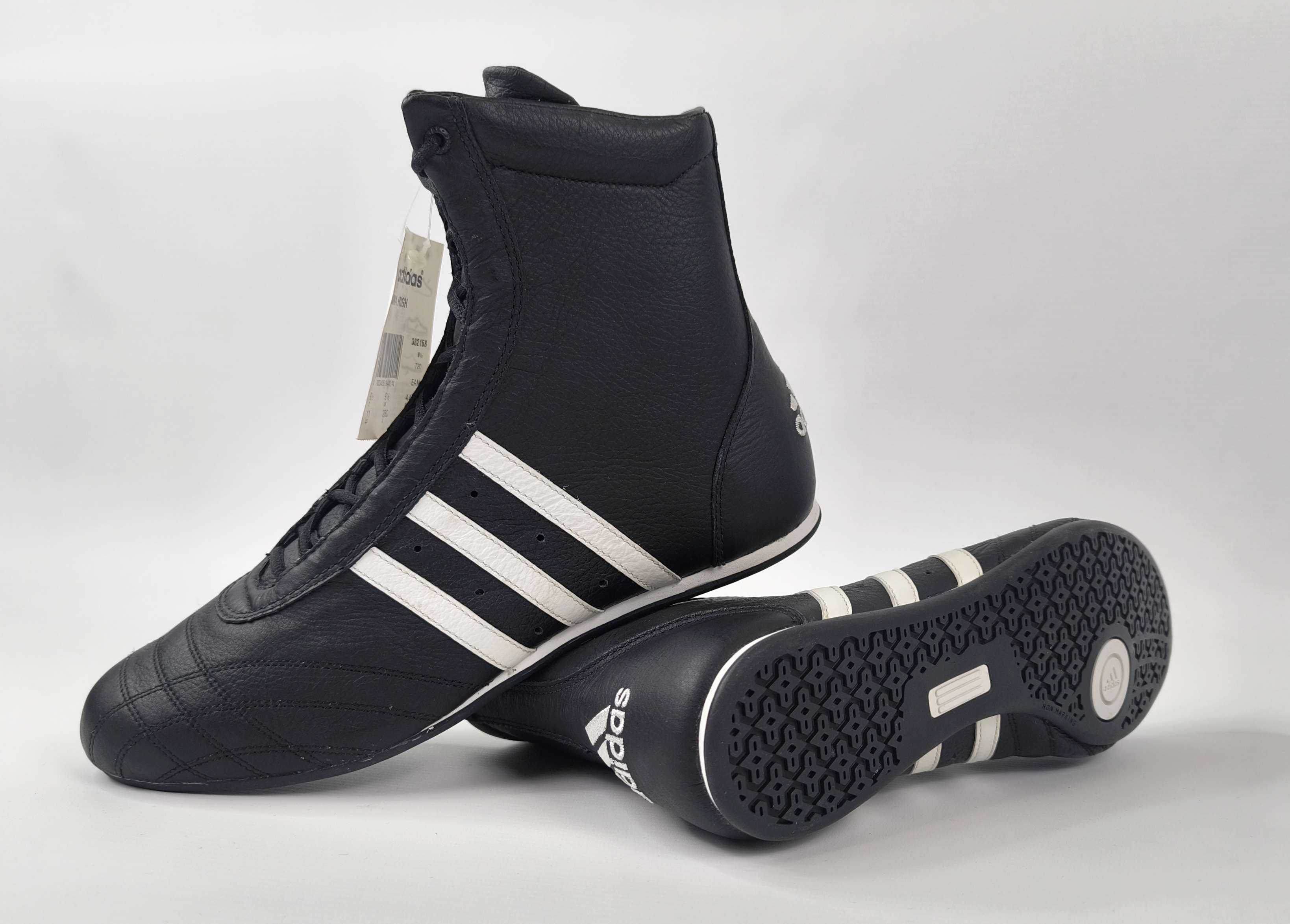adidas Prajna High Schuhe EUR 44 UK 9.5 aus 2003 Leder schwarz 382158 neu