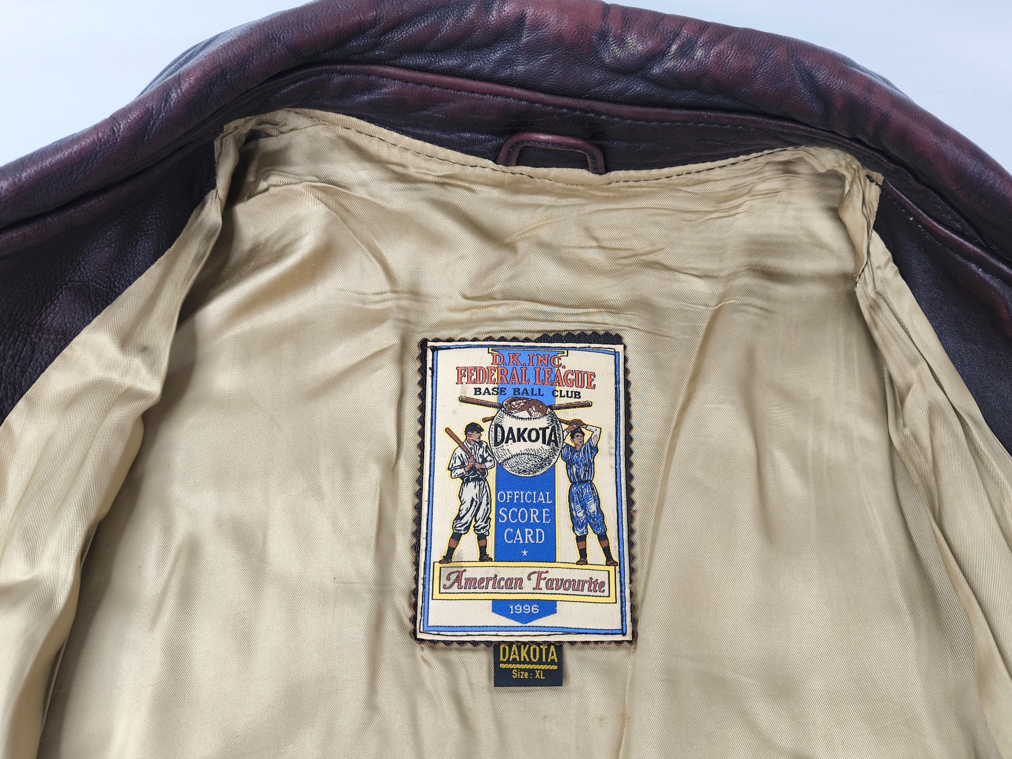 Dakota Lederjacke American Spirit Gr. XL Indianer dunkelbraun creme vintage 90s