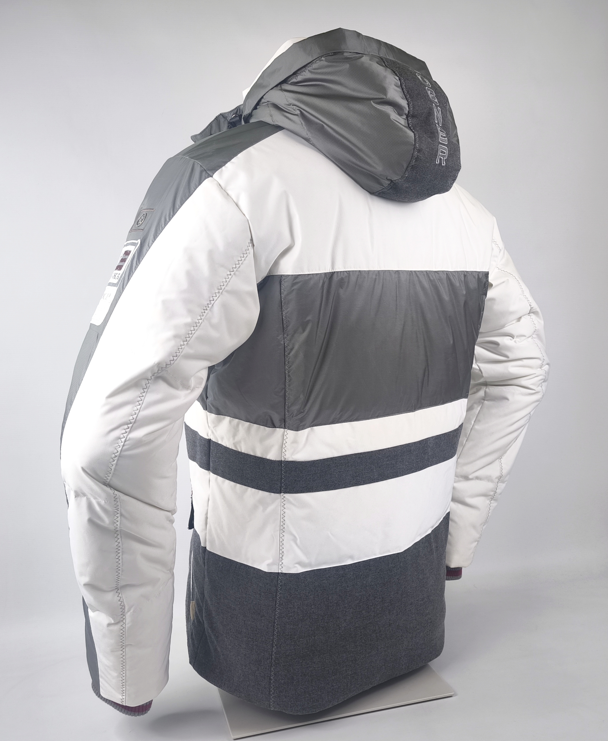 Bogner Skijacke Daunenjacke Herren Gr. 50 (ML) weiß grau Kapuze Schneefang Jacke