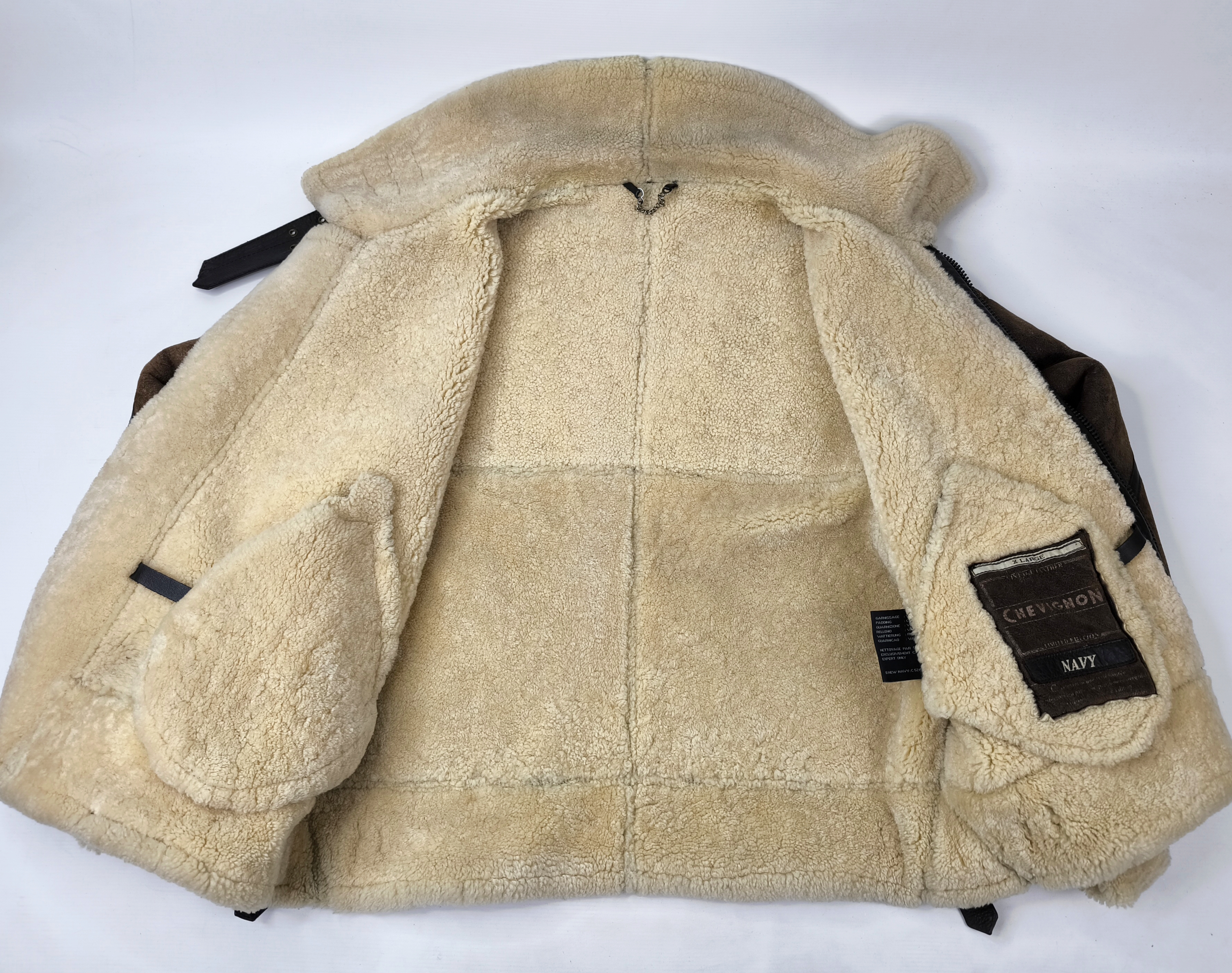 Chevignon Lederjacke Lammfell braun Gr. XL New Navy Flying Wear Lammfelljacke