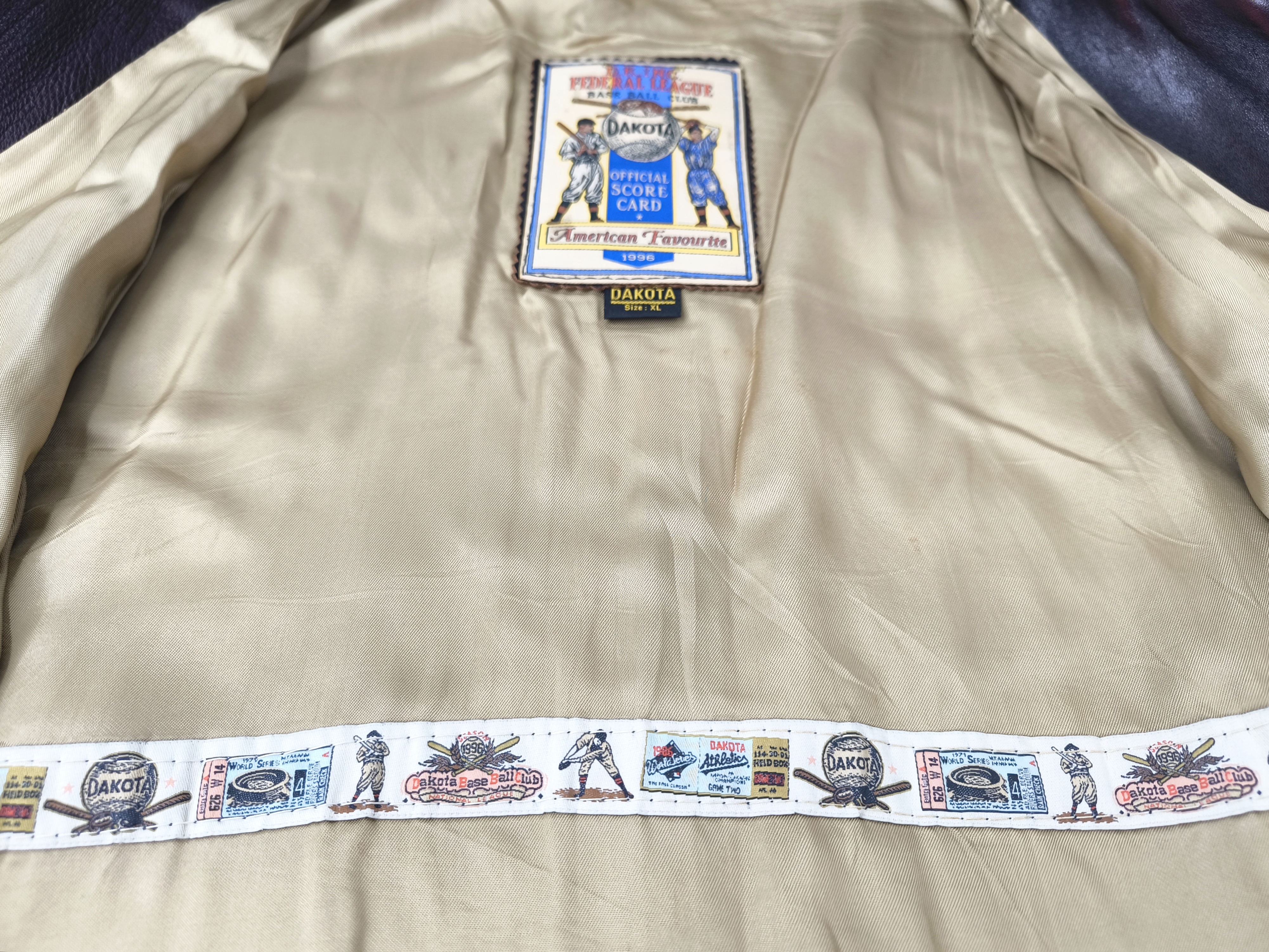Dakota Lederjacke American Spirit Gr. XL Indianer dunkelbraun creme vintage 90s