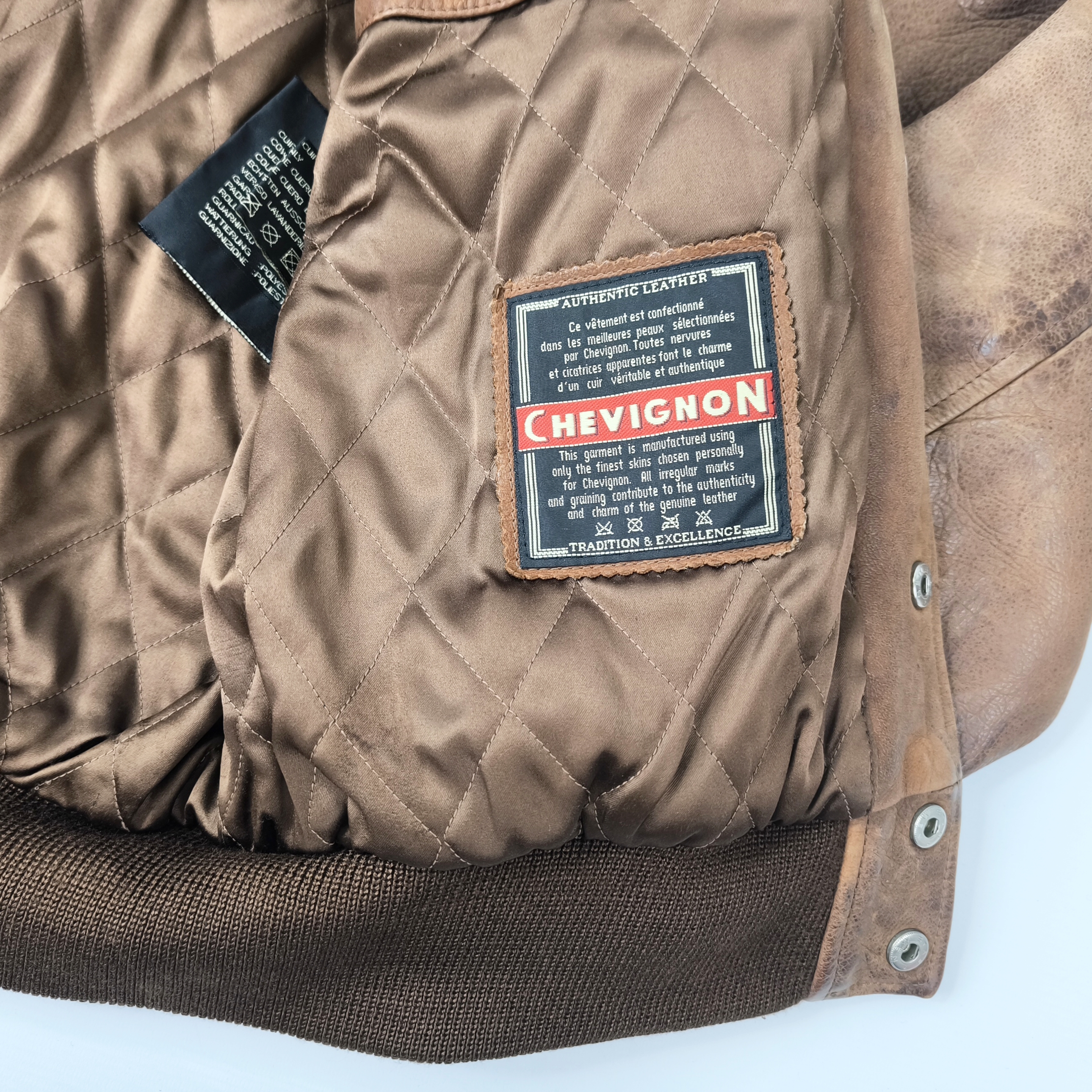 Chevignon Lederjacke braun Gr. L (M) vintage 90s großes Rückenlogo