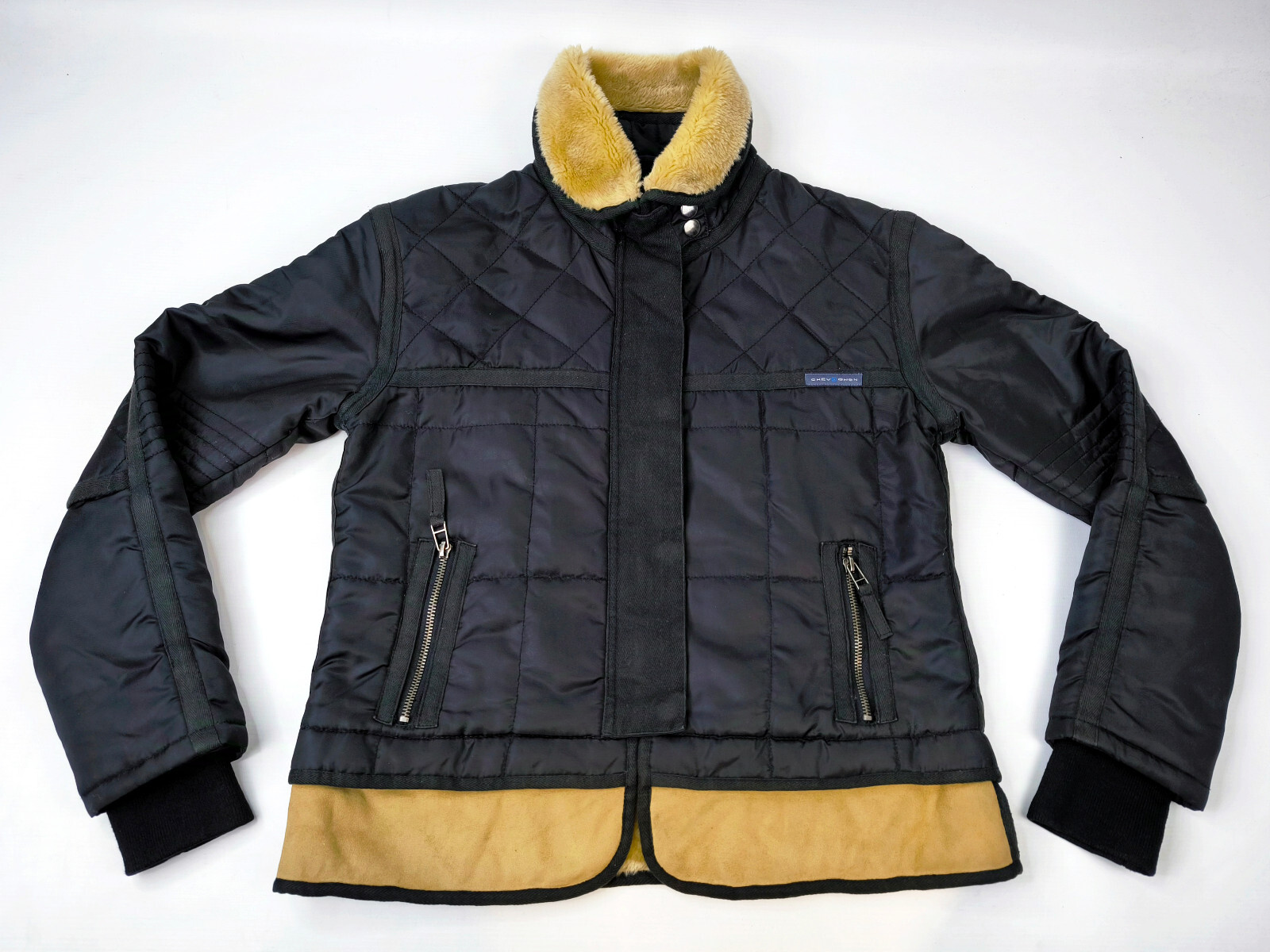 Chevignon Jacke schwarz Damen Gr. S Teddy Bund und Kragen vintage Cosmos