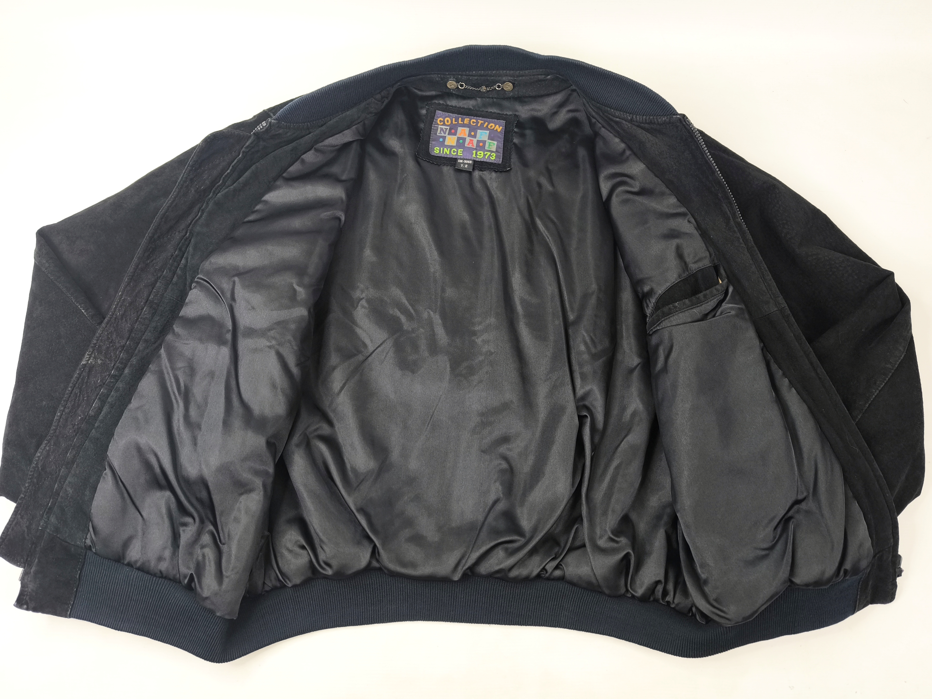 Naf Naf Lederjacke schwarz Gr. T2 (L) New Style Wildleder vintage 80`s / 90`s