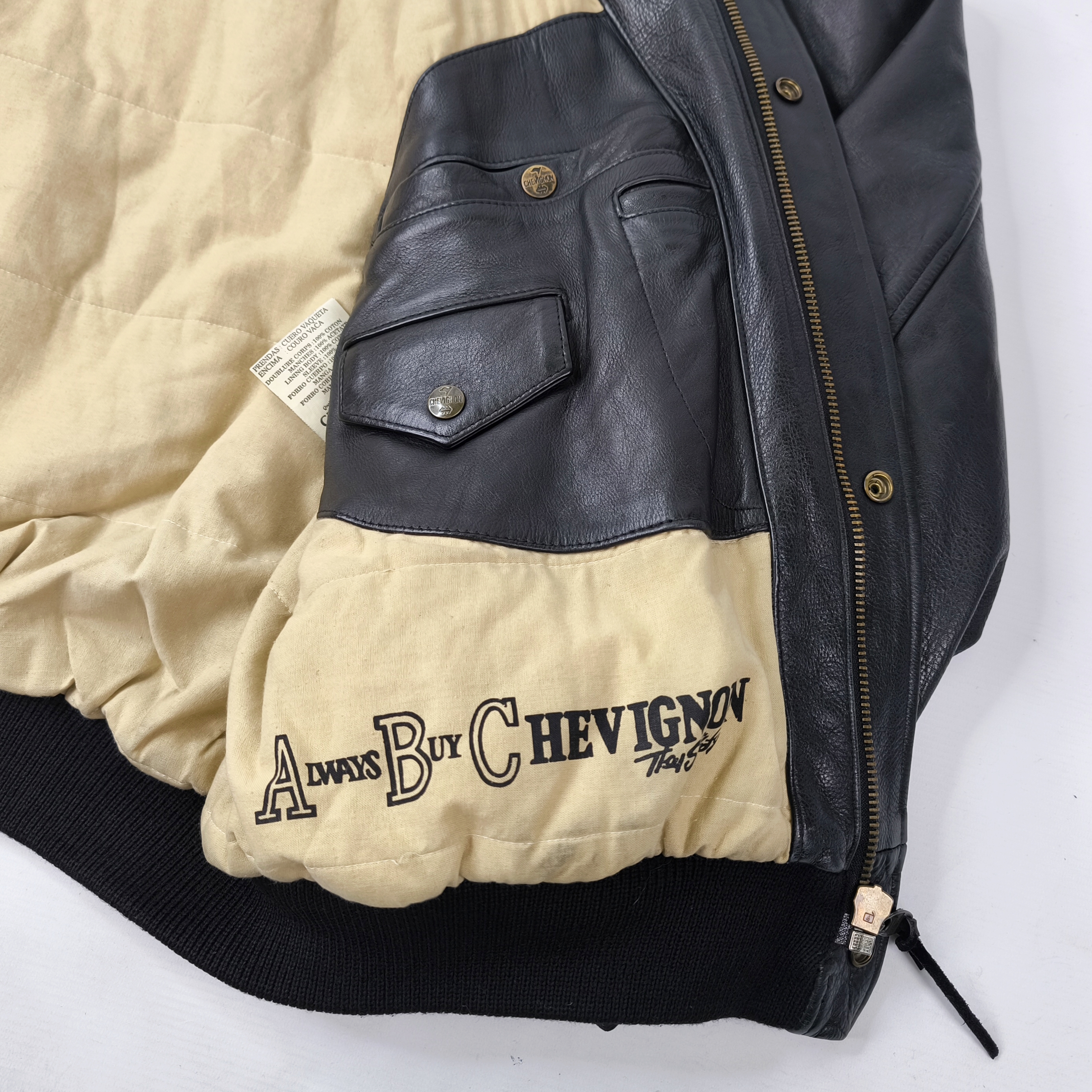 Chevignon Lederjacke Port Avion schwarz Gr. XXL (XL) vintage Porte 80s 90s