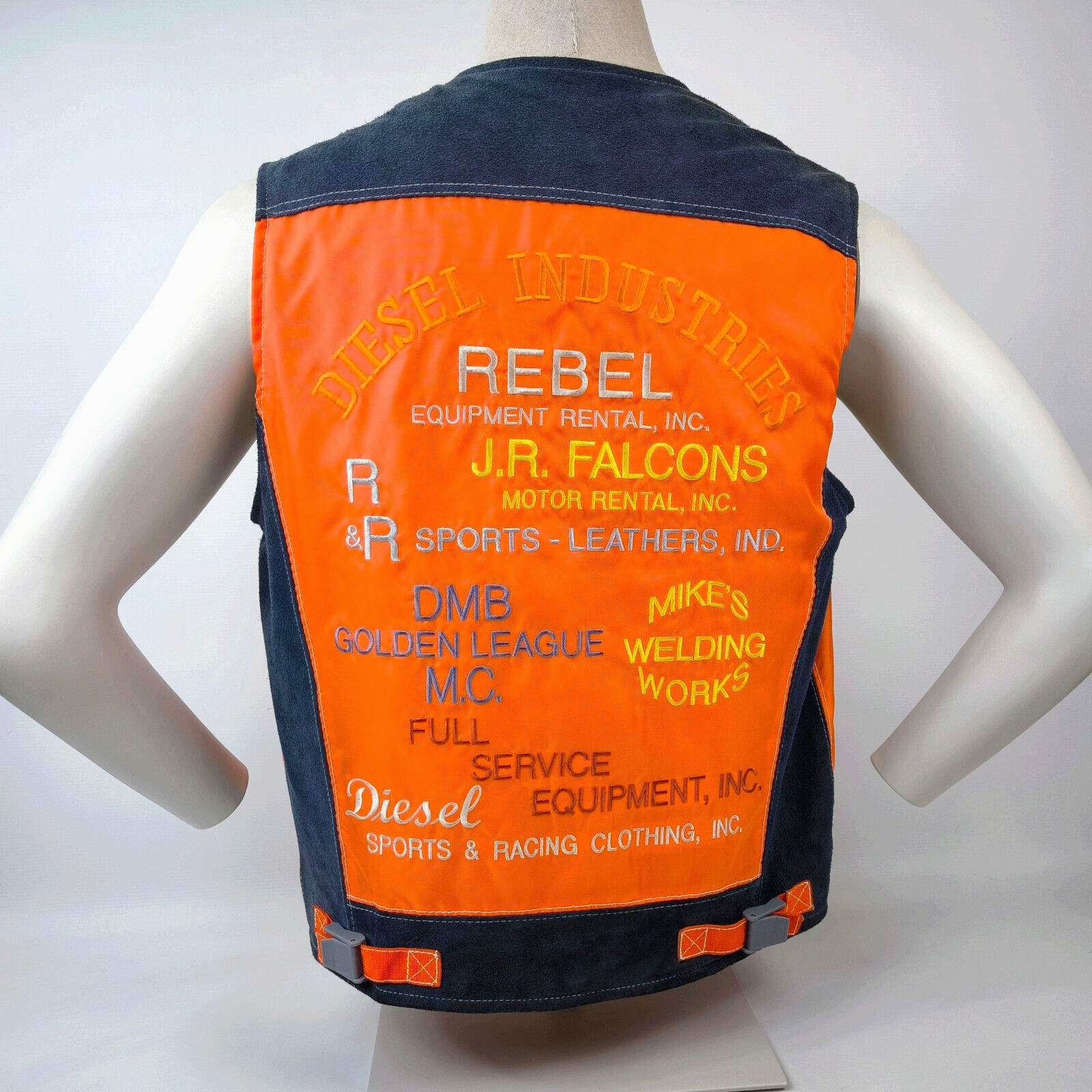 Diesel Weste Rebel Leder Nylon Mix orange Gr. L 90er vintage