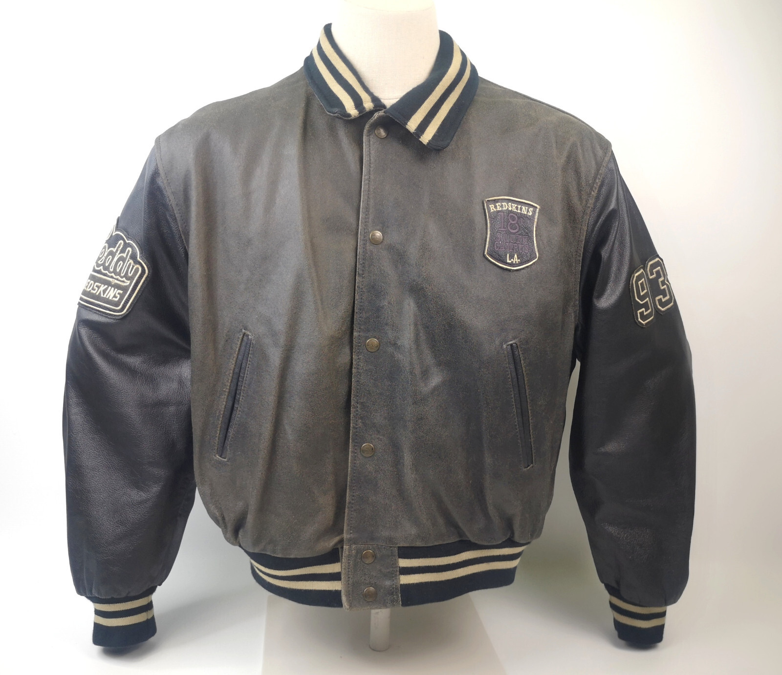 Redskins Herren Lederjacke Teddy 93 Gr. XXL (XL) cracked / schwarz