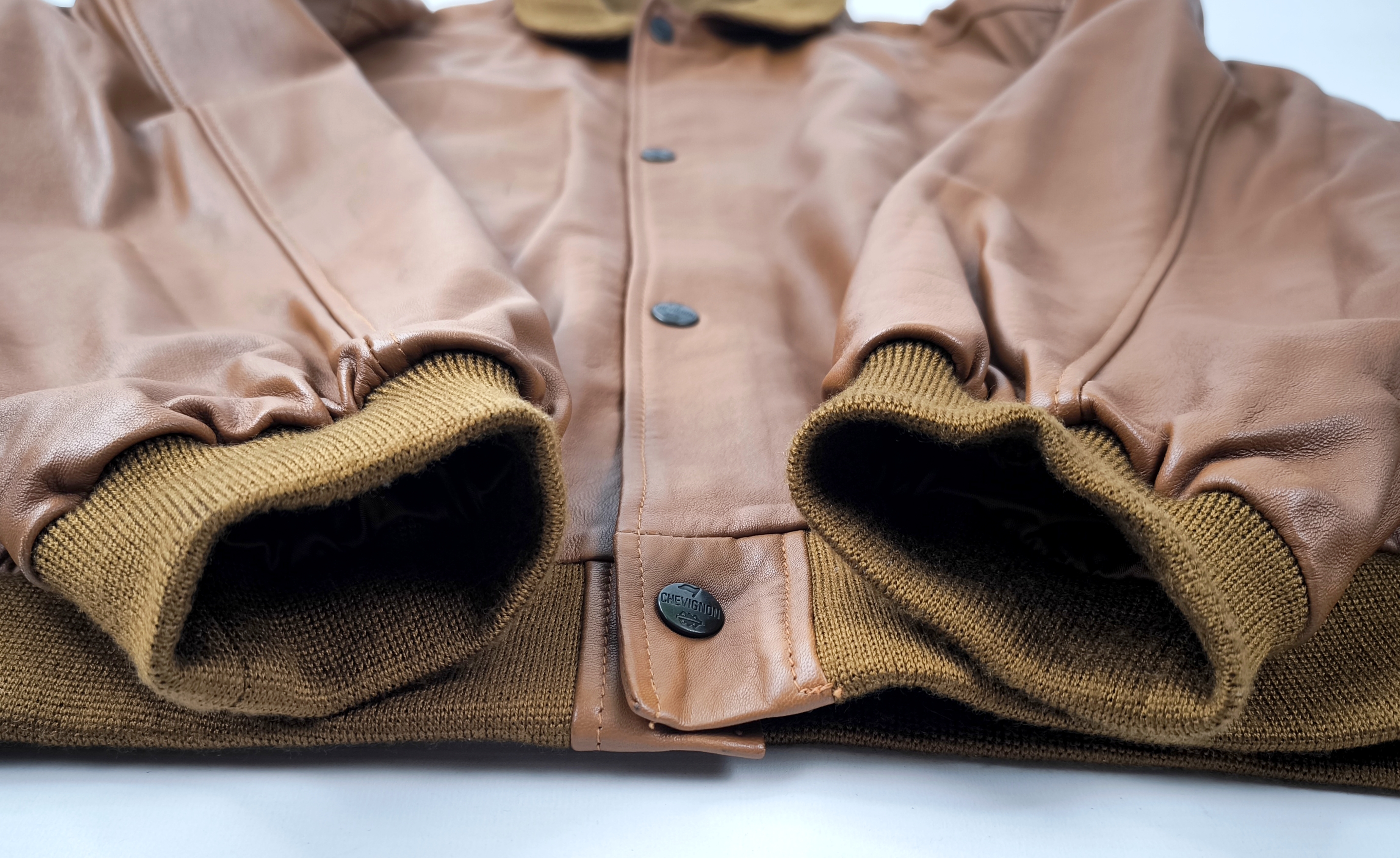 Chevignon Lederjacke Lamm Porte Avion cognacfarben Gr. XXL vintage NEU + Etikett