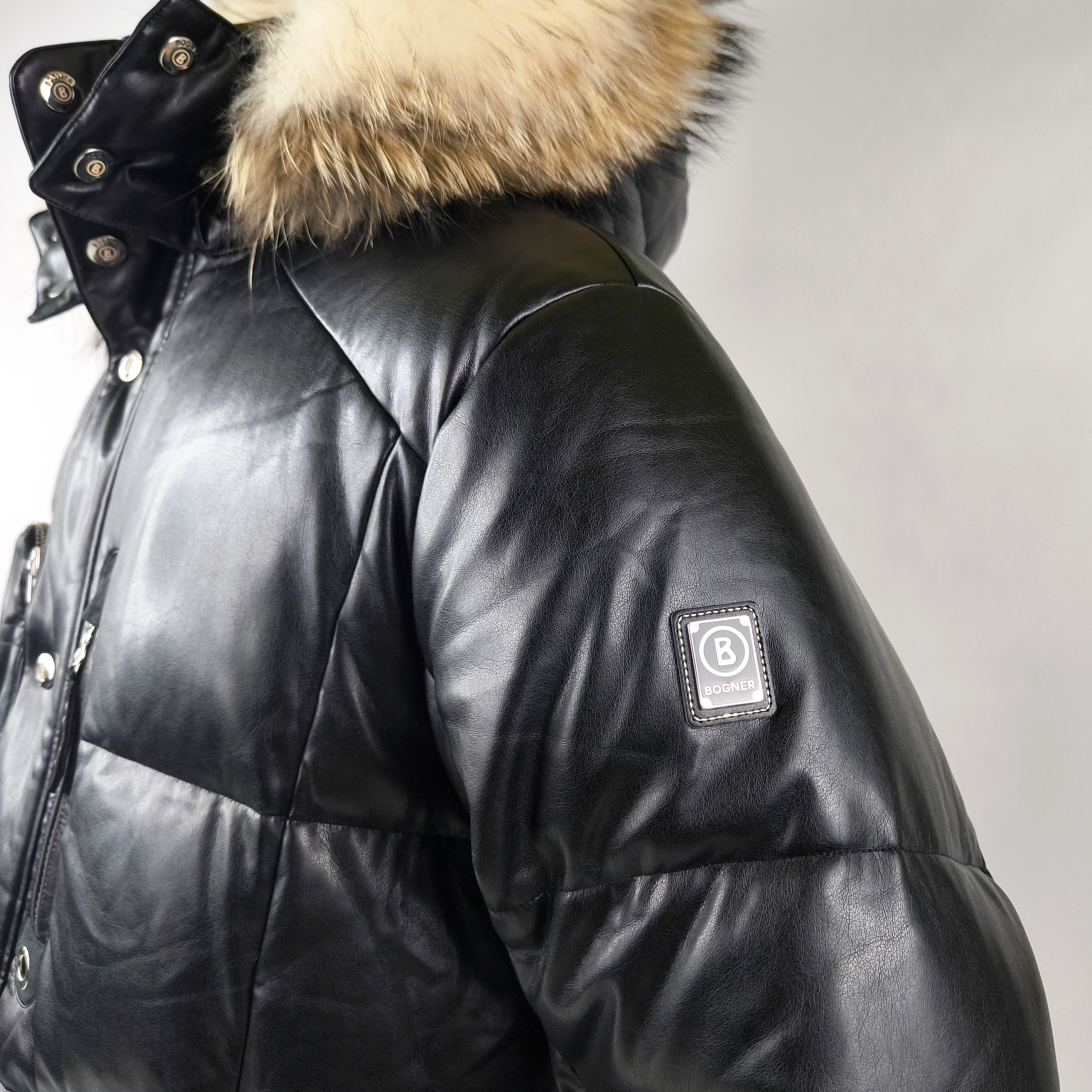 Bogner Skijacke Daunenjacke Tech Leder Gr. 54 (XL) schwarz Herren Luxus Jacke