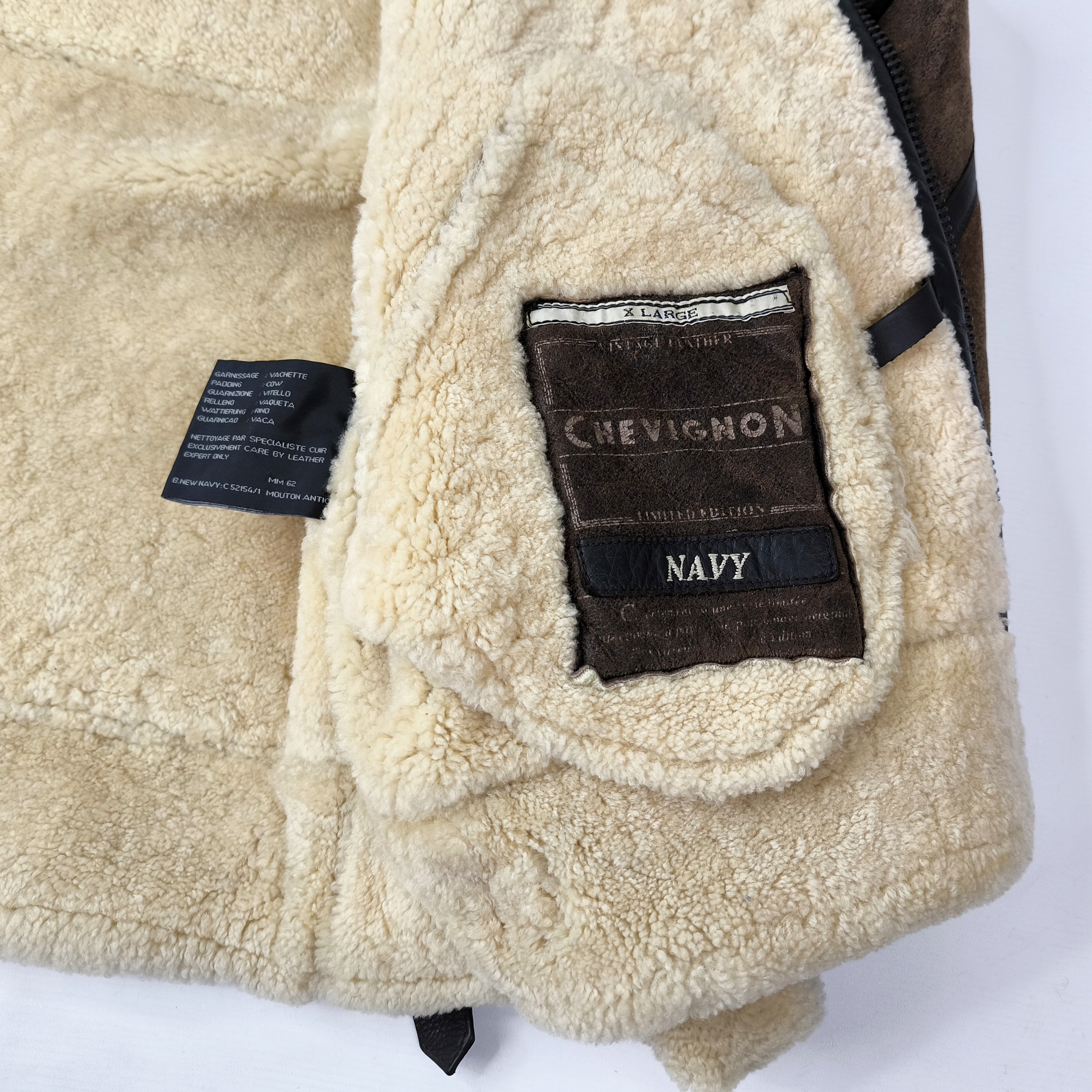 Chevignon Lederjacke Lammfell braun Gr. XL New Navy Flying Wear Lammfelljacke