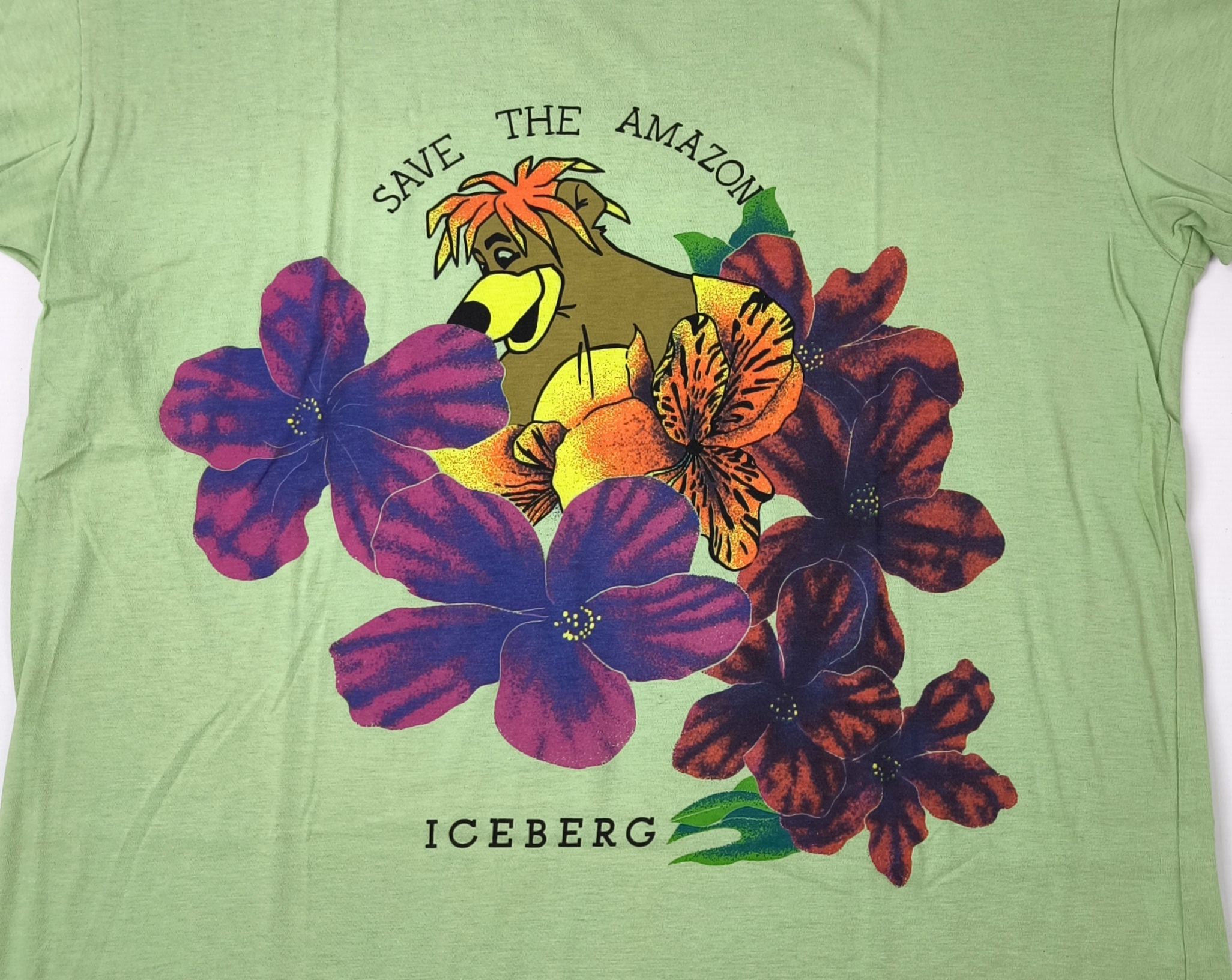 Iceberg T-Shirt Balu Dschungelbuch hellgrün Gr. M (L) Italy vintage 90s
