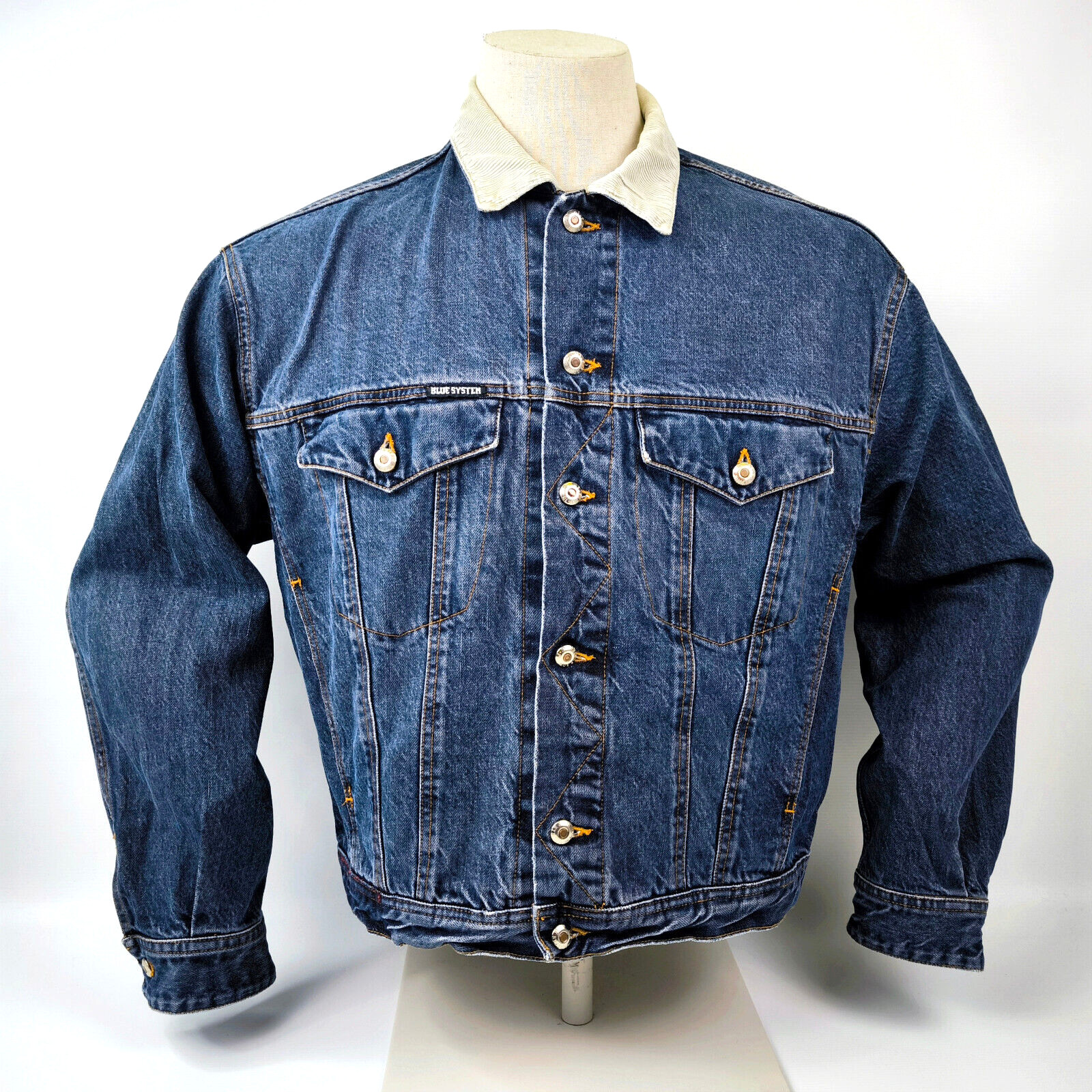 Blue System Jeans Jacke mit Cordkragen Gr. XL Jet Set Denim vintage Jeansjacke
