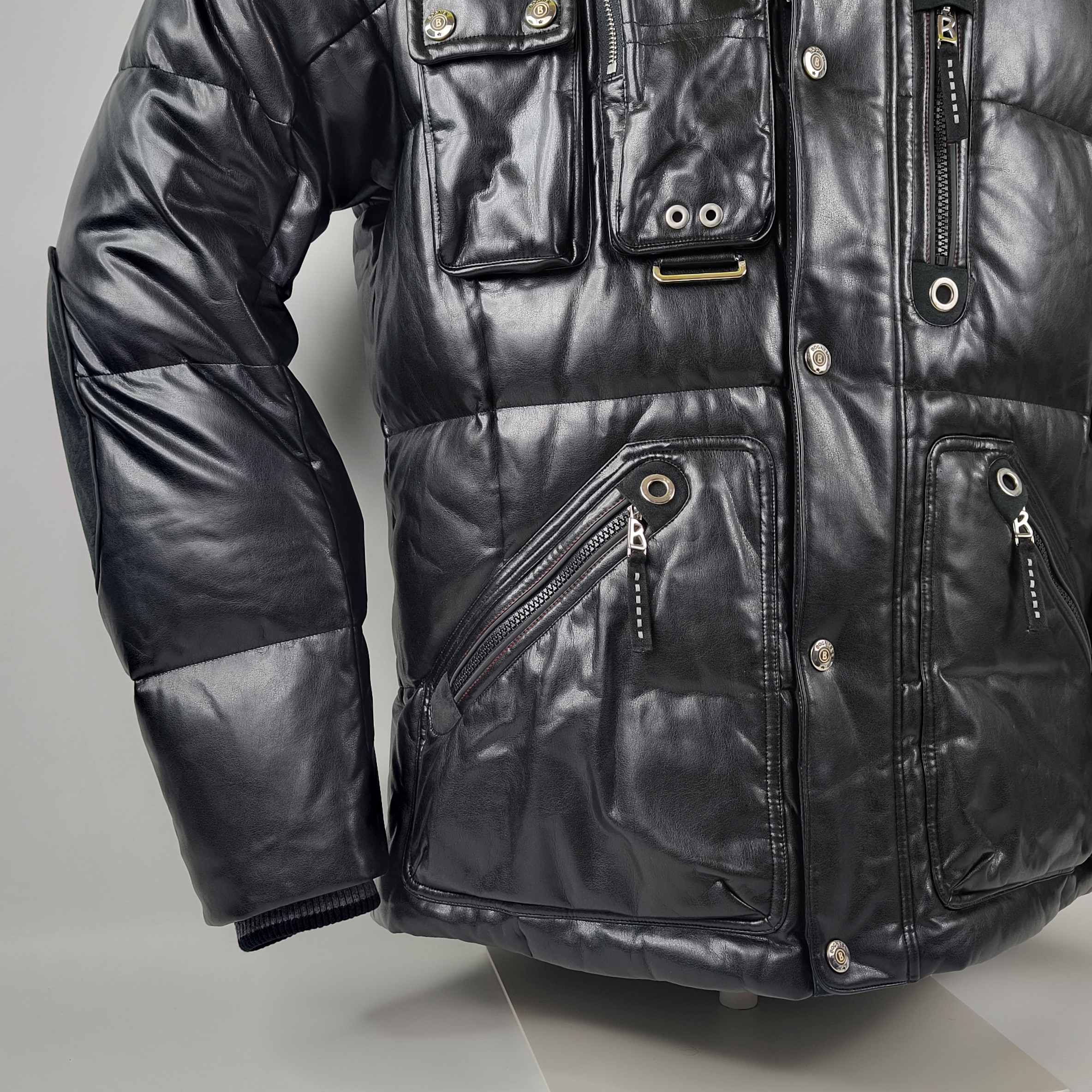Bogner Skijacke Daunenjacke Tech Leder Gr. 54 (XL) schwarz Herren Luxus Jacke