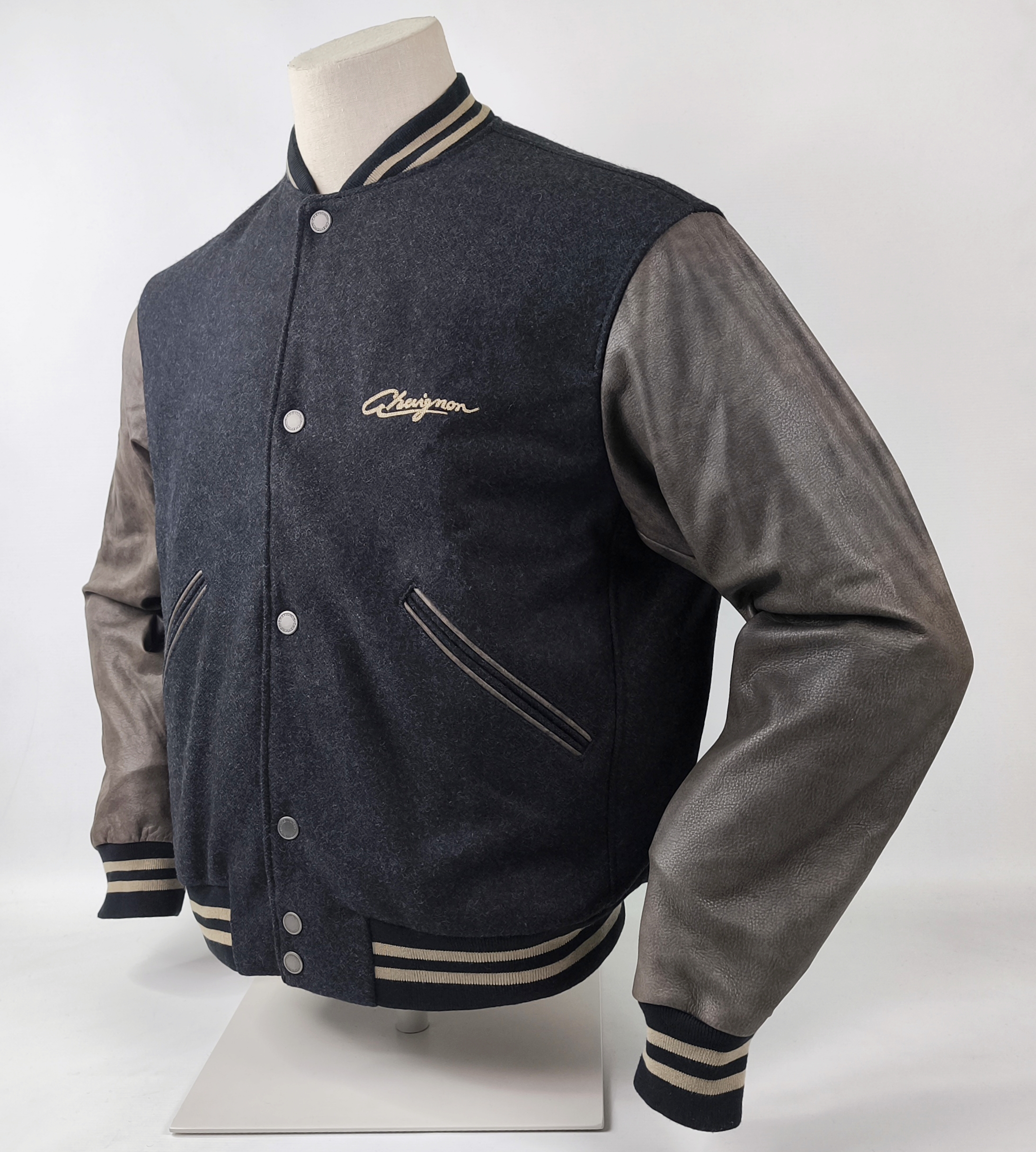 Chevignon Jacke College Bay Winds Crystal Rock Gr. L (M) Wolle Leder Mix neu
