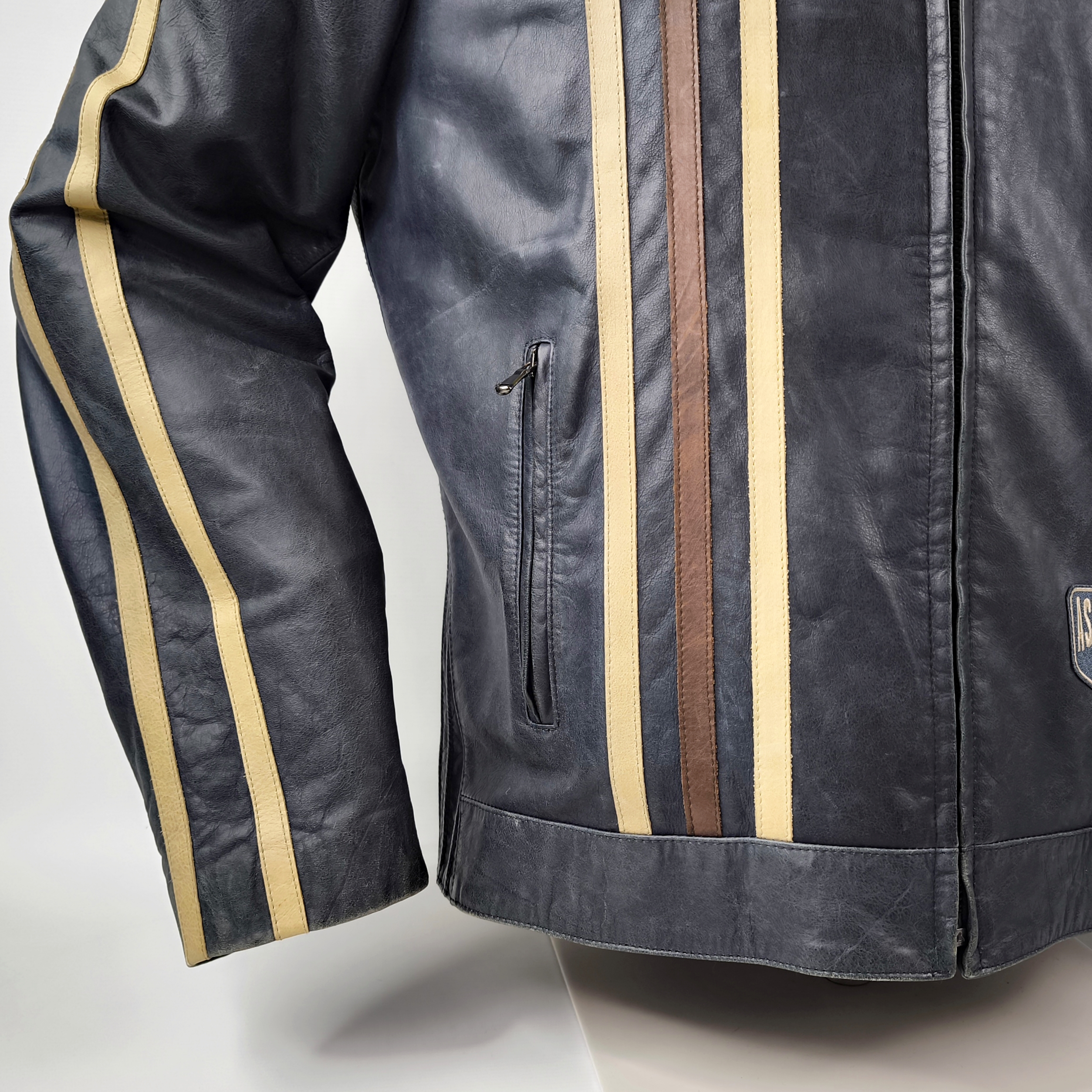 Chevignon Lederjacke Seven Roads Asphalt Rider Gr. XXL (XL) Biker blaugrau