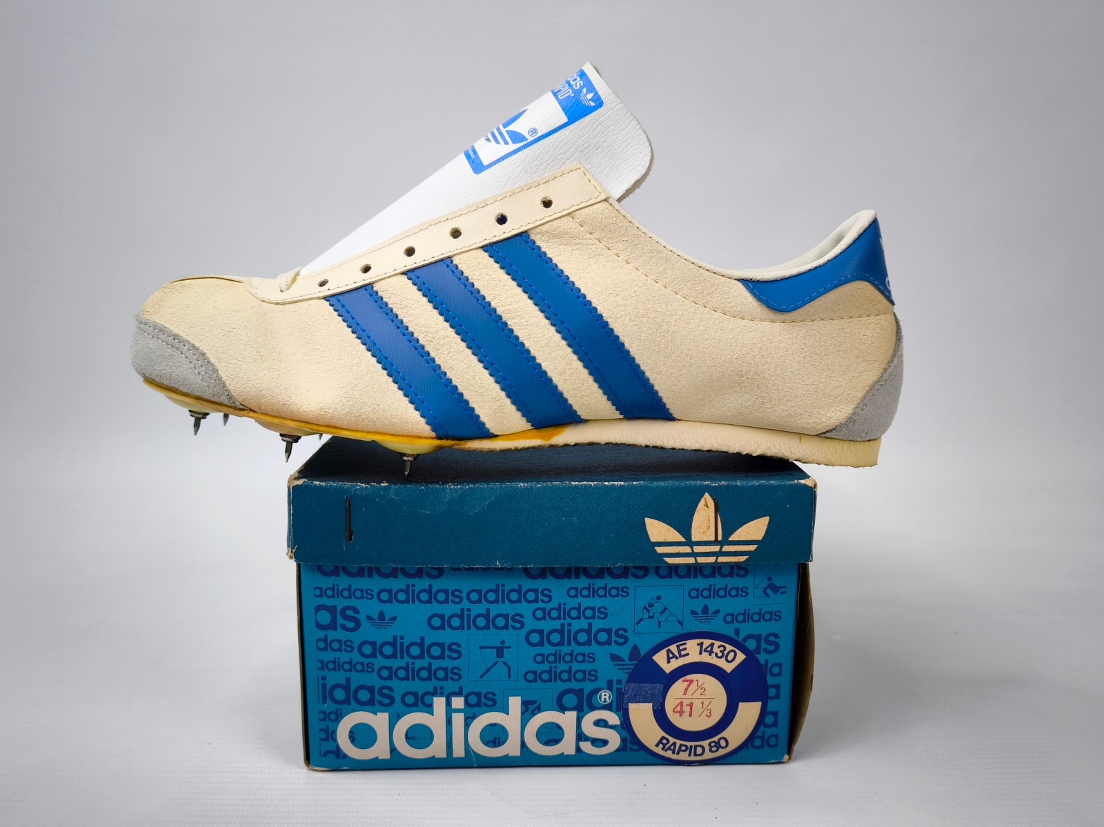 adidas Rapid 80 Spikes Schuhe UK 7.5 / Eur 41 1/3 Made In France vintage 1980s