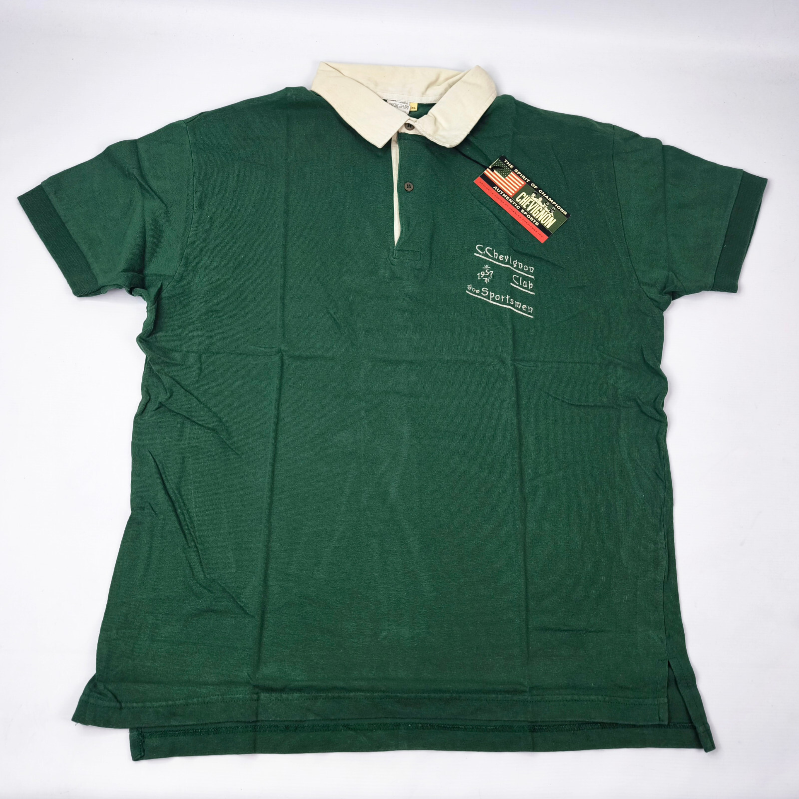 Chevignon Shirt Poloshirt "The Sportsmen" grün Gr. XL original 90s vintage
