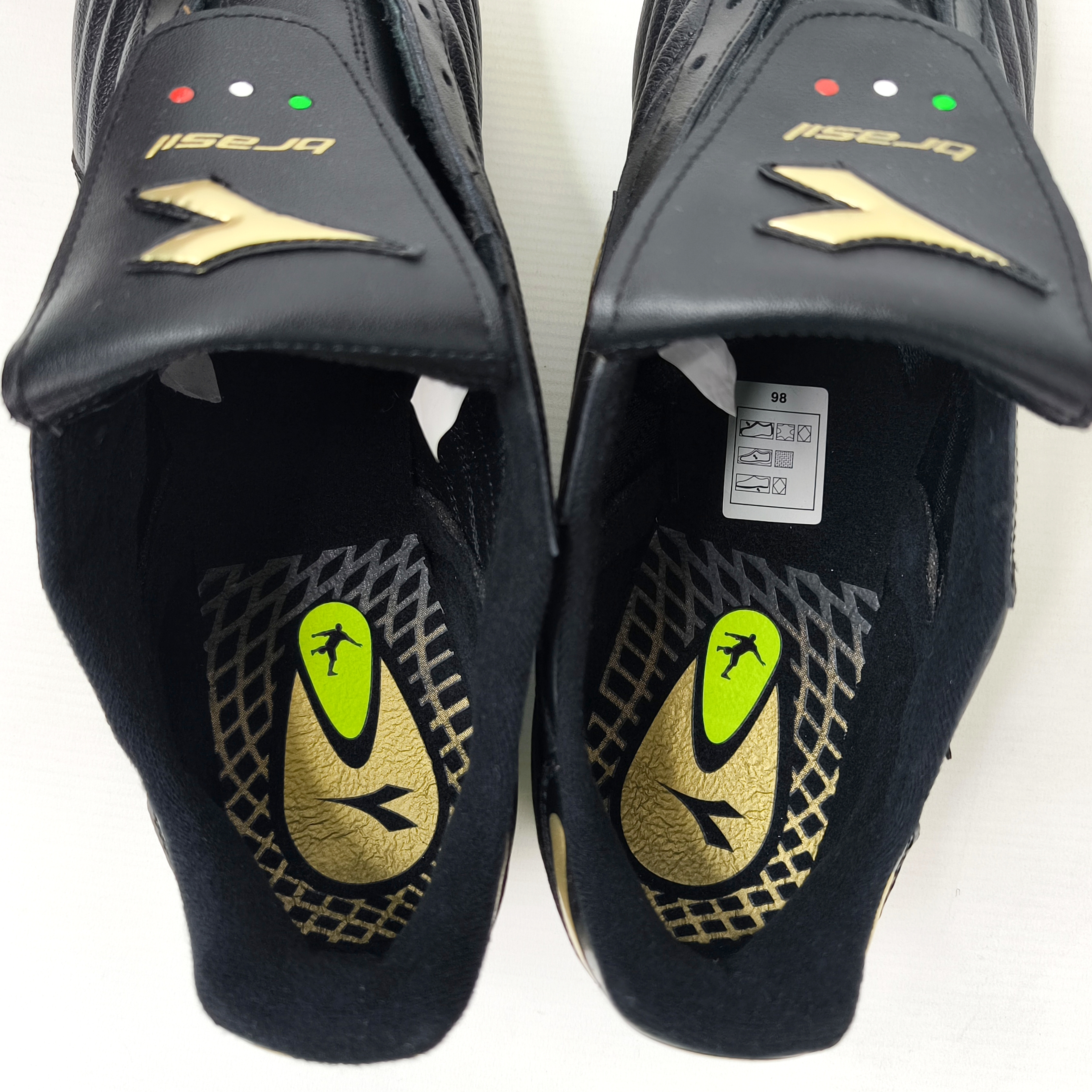 Diadora Brasil Gold R MD PU Fussball Schuhe EUR 46 / UK 11.5 schwarz gold 148504