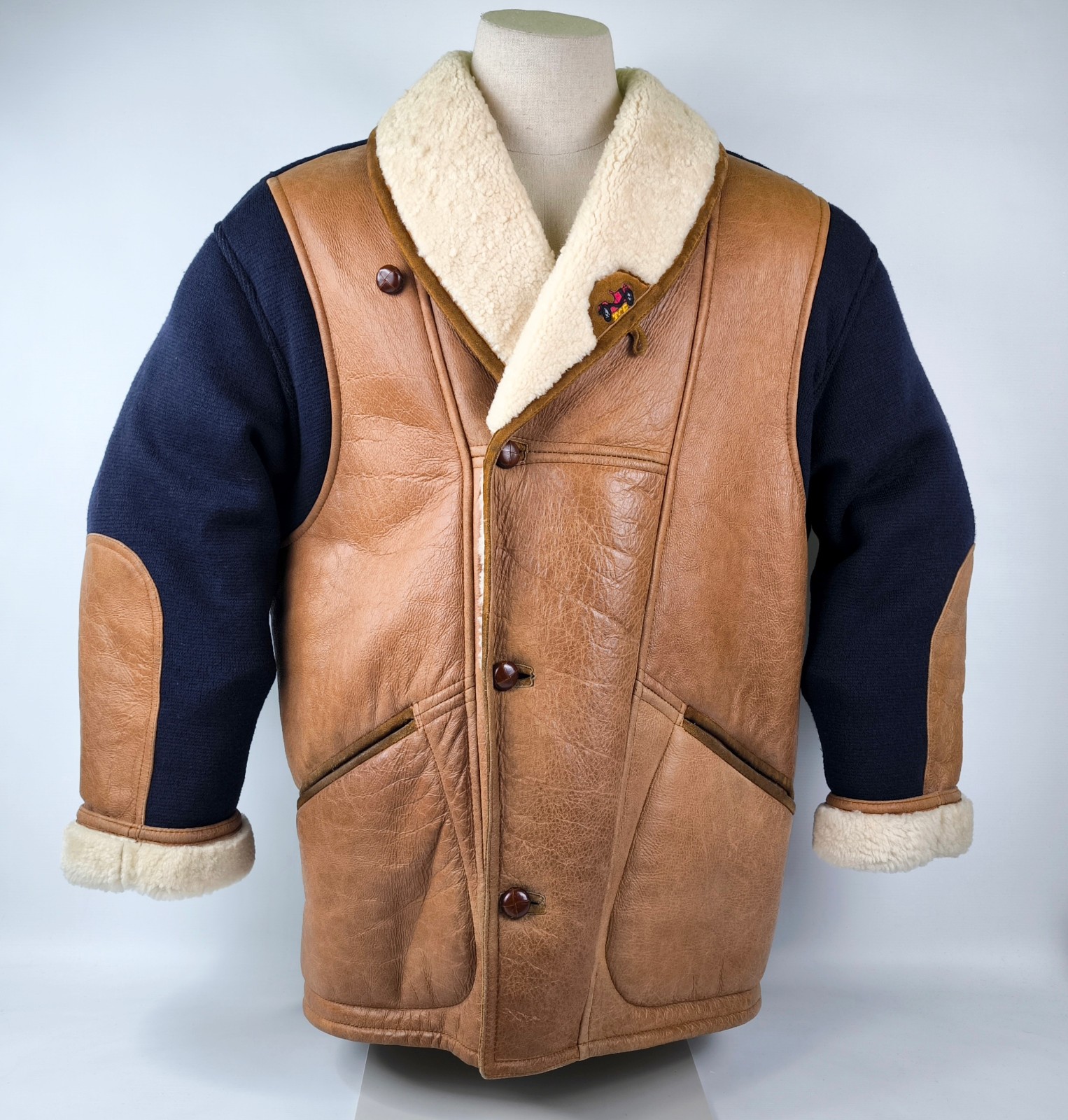 Iceberg Lederjacke Lamm Leder Jacke Parka Gr. 52 (XL) vintage 90s großes Logo