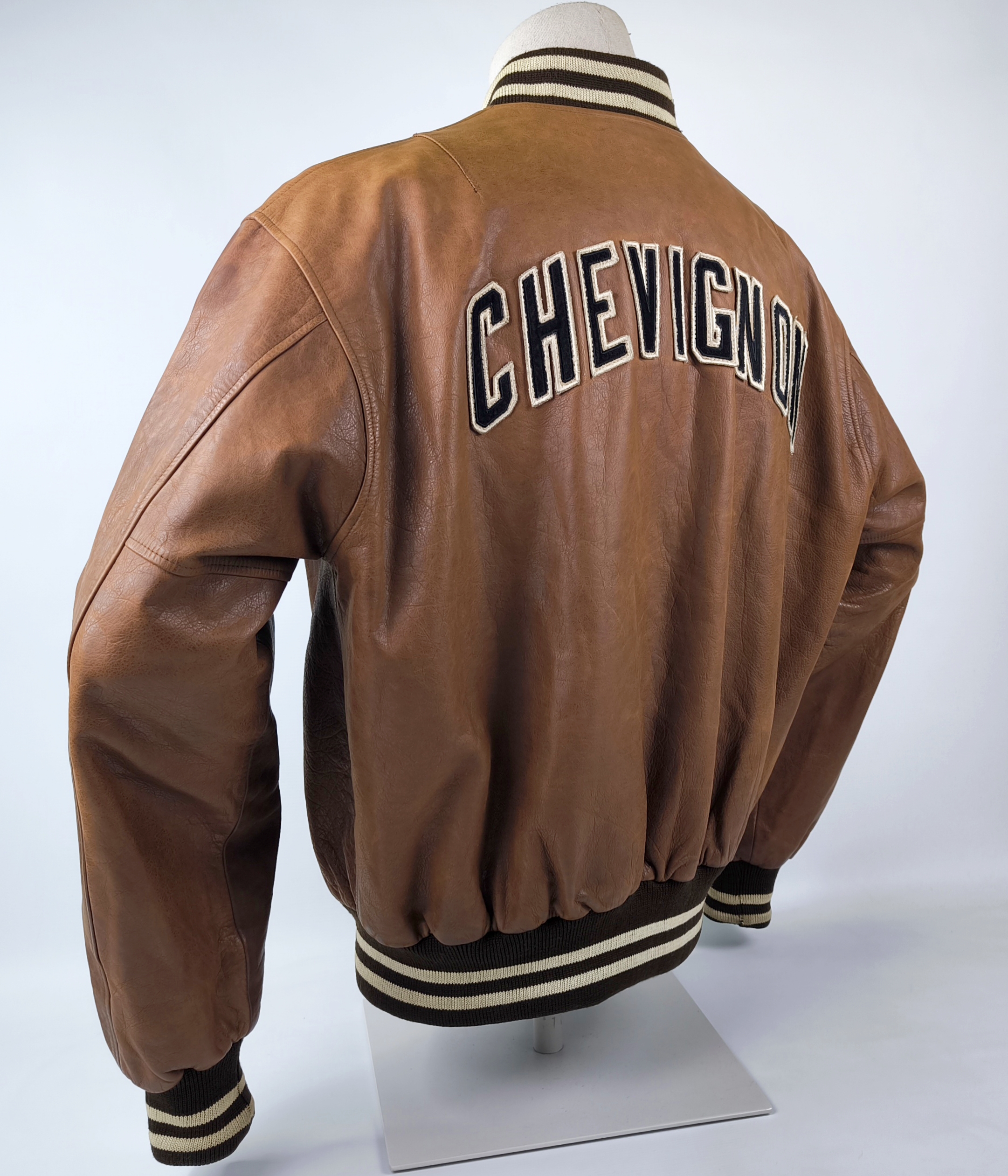 Chevignon Lederjacke braun Gr. XXL (XL) vintage 90s großes Rückenlogo