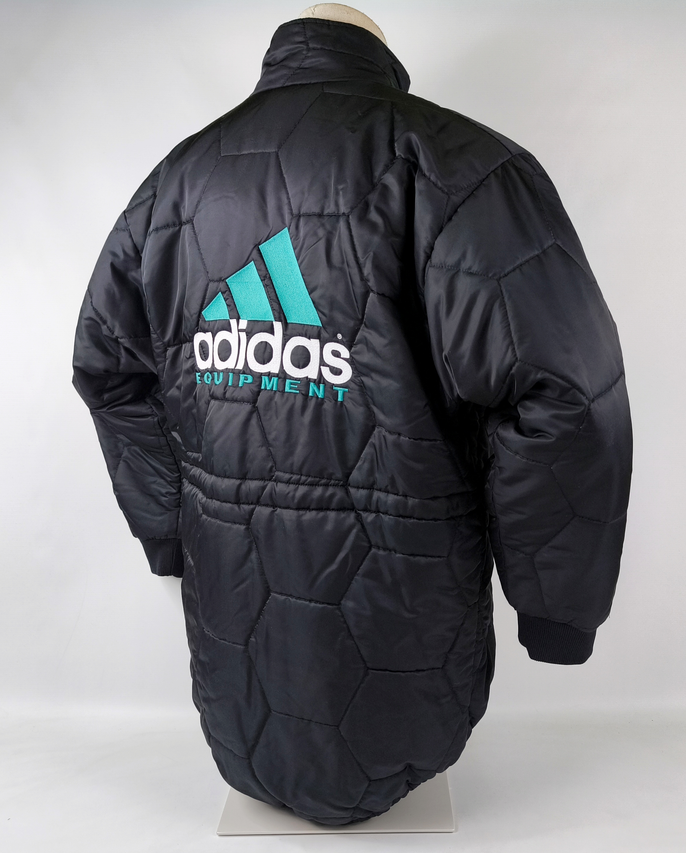adidas Equipment Jacke schwarz Gr. D7 (L) Steppung vintage Stadionjacke 90s