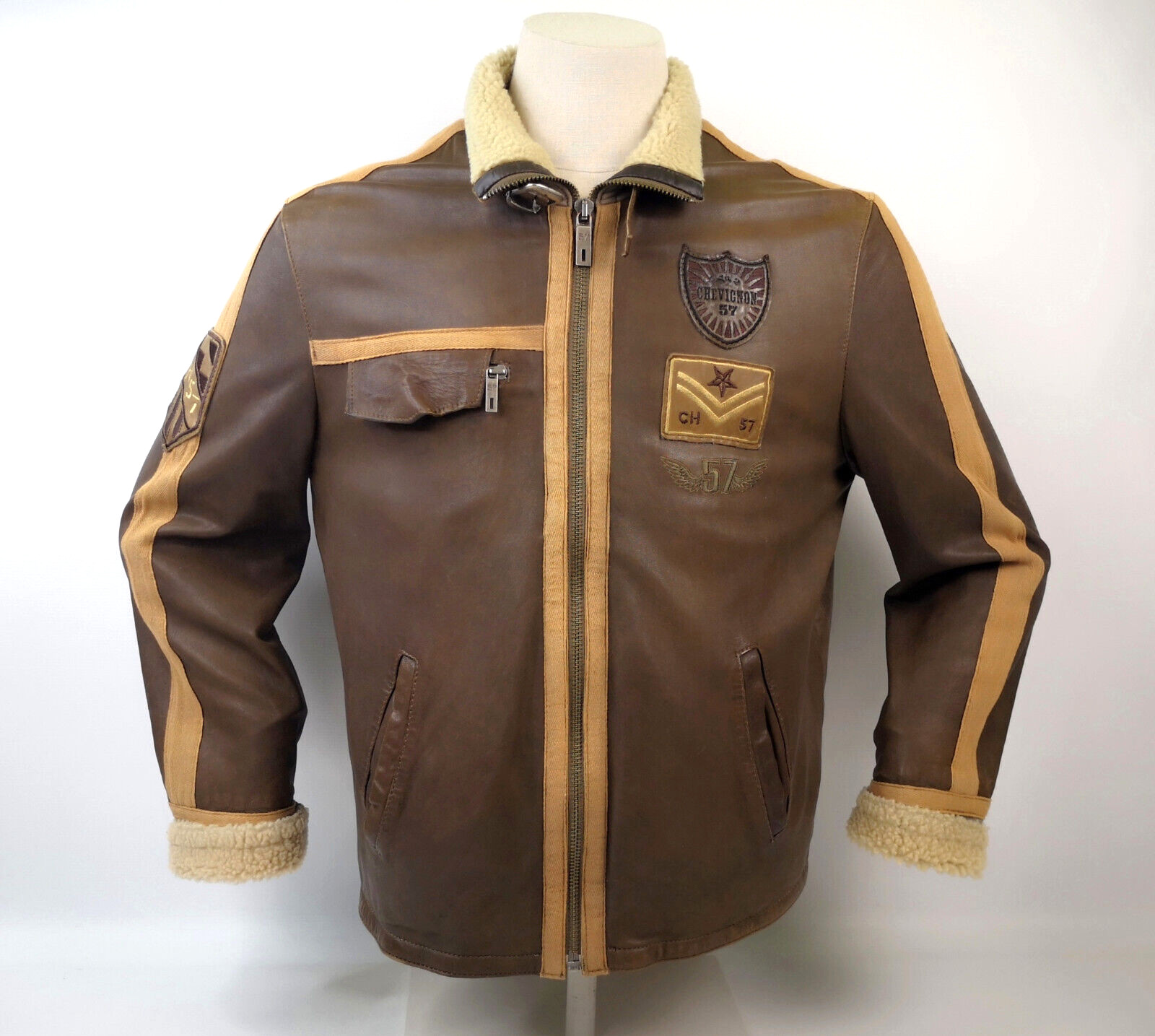 Chevignon Lederjacke 57 braun Gr. XL (L) Broken