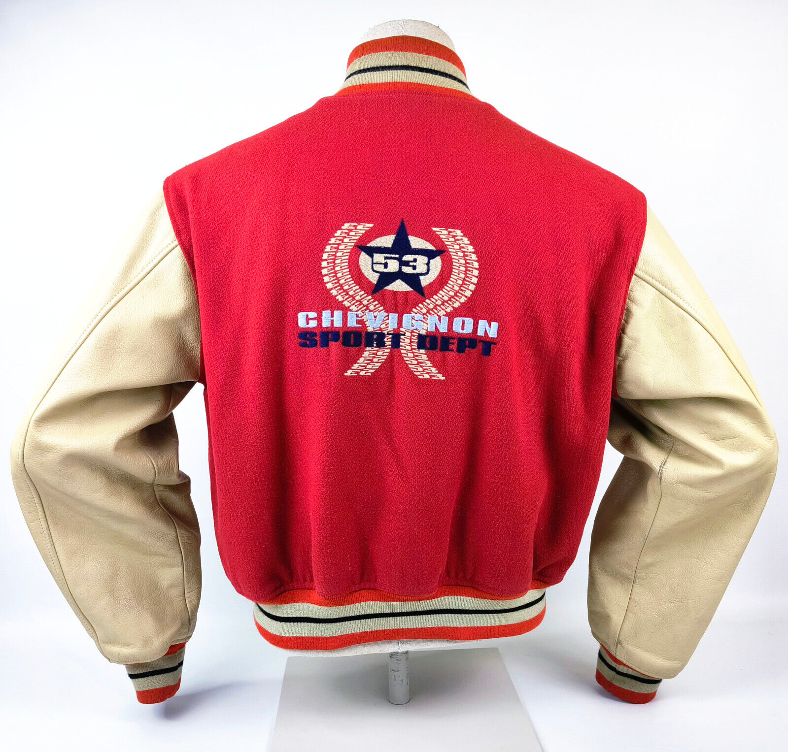 Chevignon Jacke College- / Baseball Sport Dept 53 Gr. L (M ) rot / beige vintage