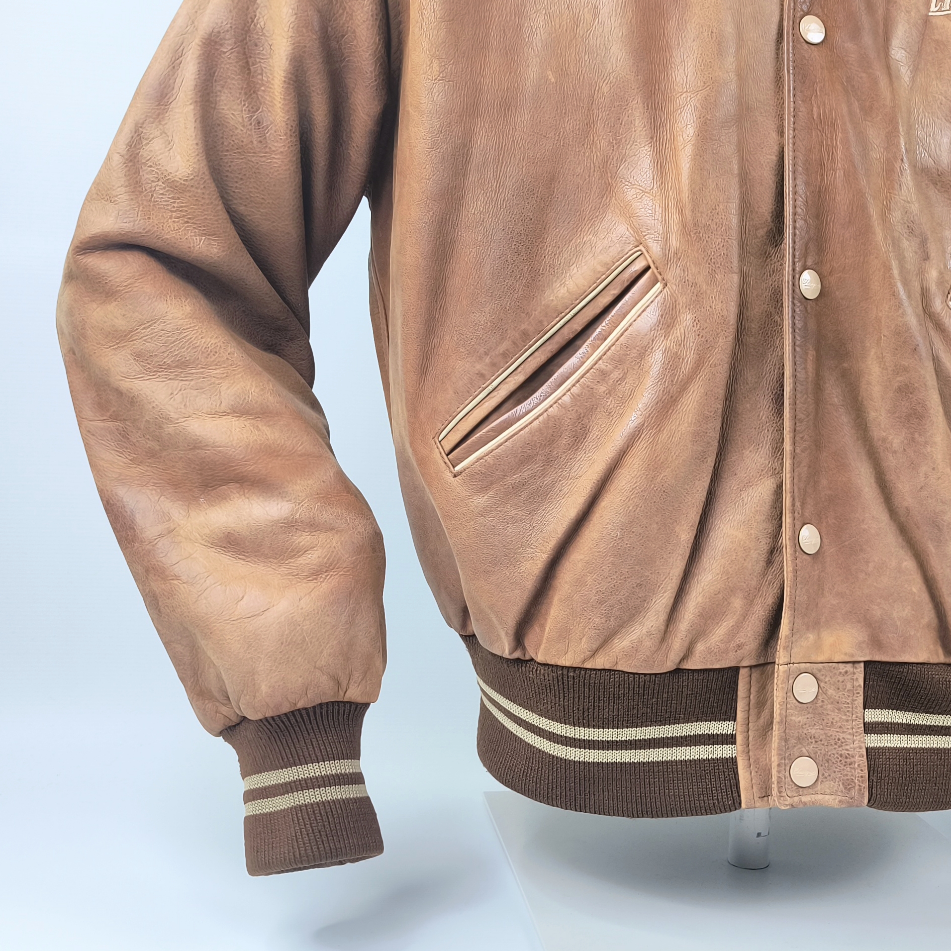 Chevignon Lederjacke braun Gr. L (M) vintage 90s großes Rückenlogo