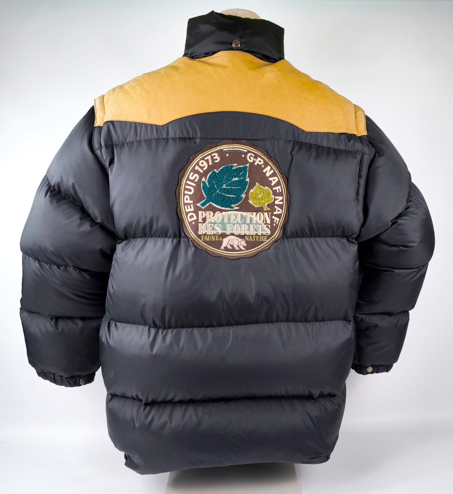 Naf Naf Daunen Jacke Weste schwarz Gr. T2 (XXL) Ärmel abtrennbar vintage 90s