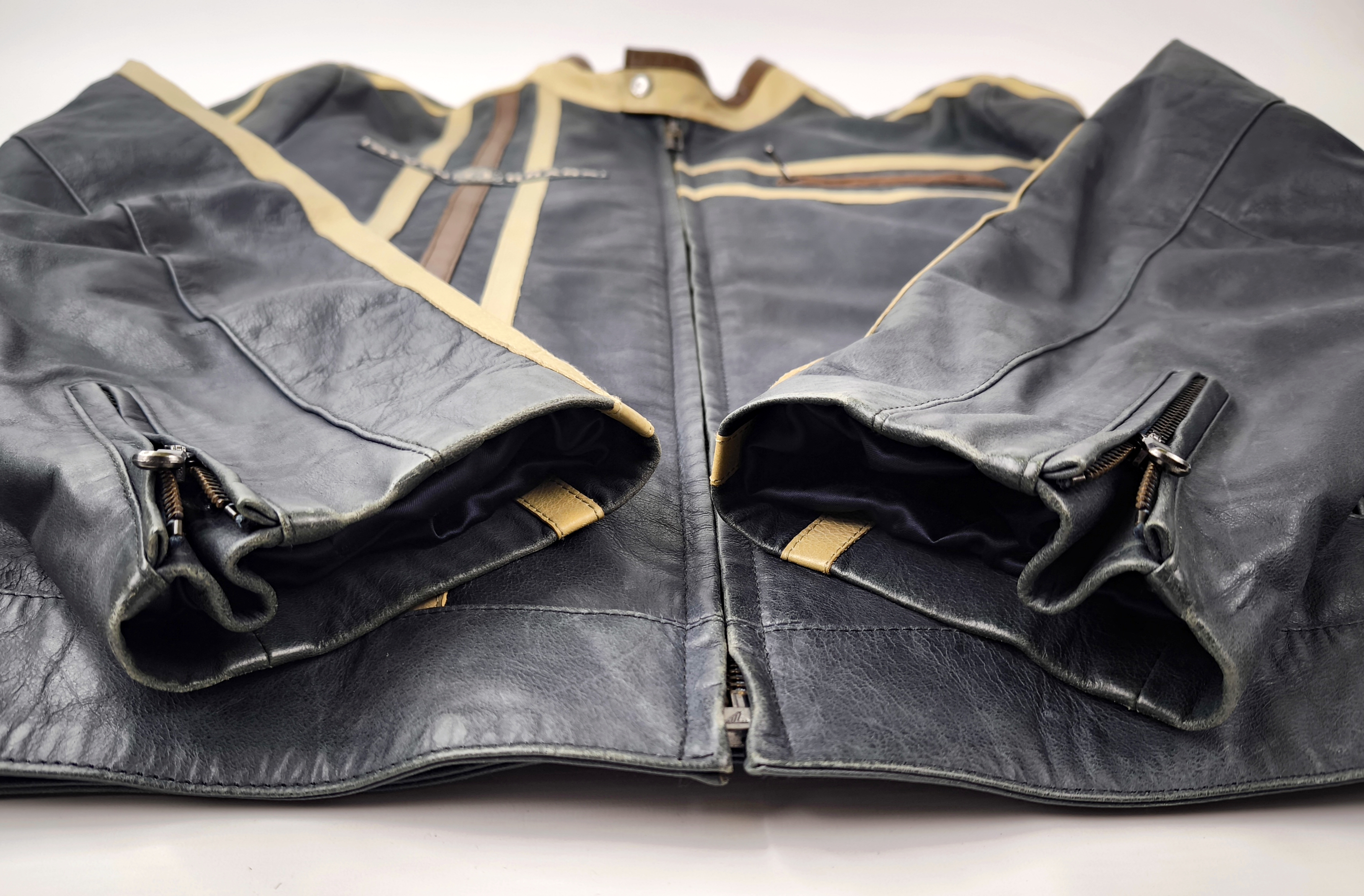 Chevignon Lederjacke Seven Roads Asphalt Rider Gr. XXL (XL) Biker blaugrau