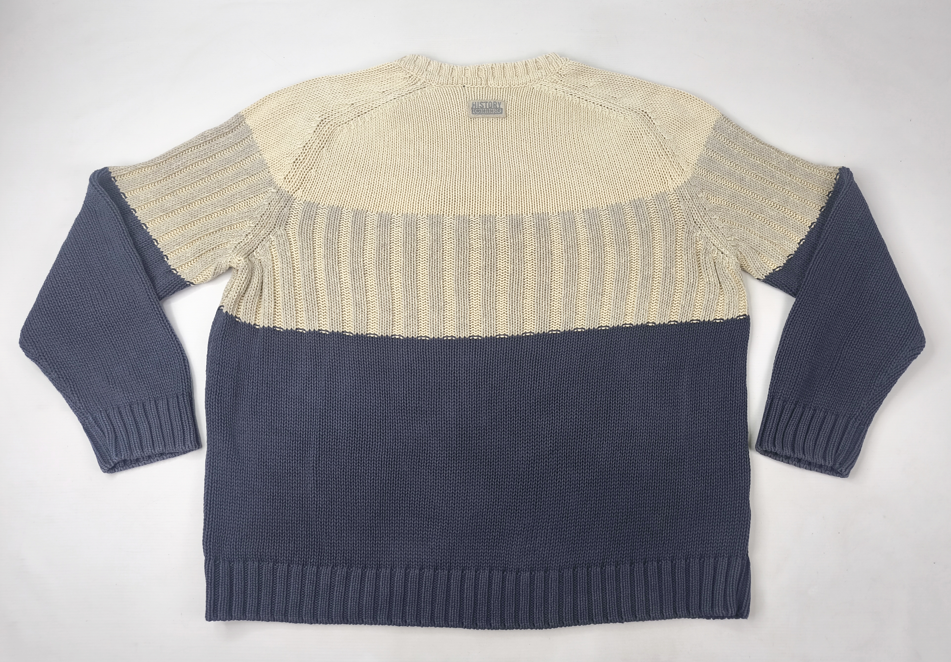 Iceberg Strick Pullover Asterix Gr. IV (L) Italy vintage 90s history naturfarben